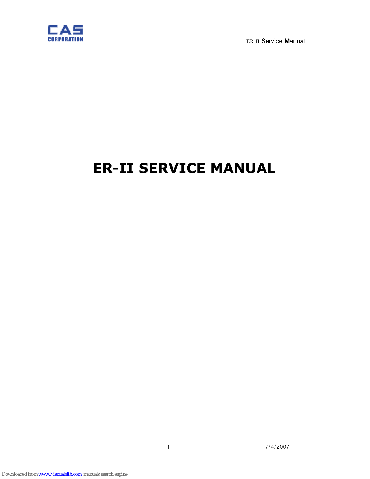 CAS ERII-6, ERII-15, ERII-30 Service Manual