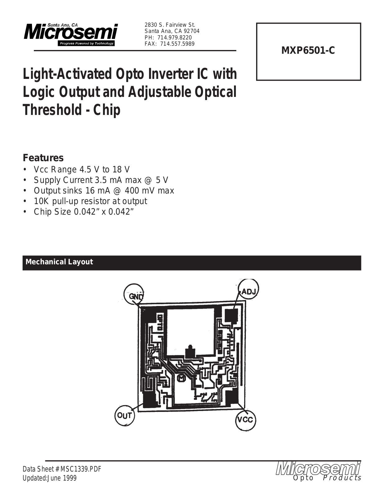 Microsemi Corporation MXP6501-C Datasheet