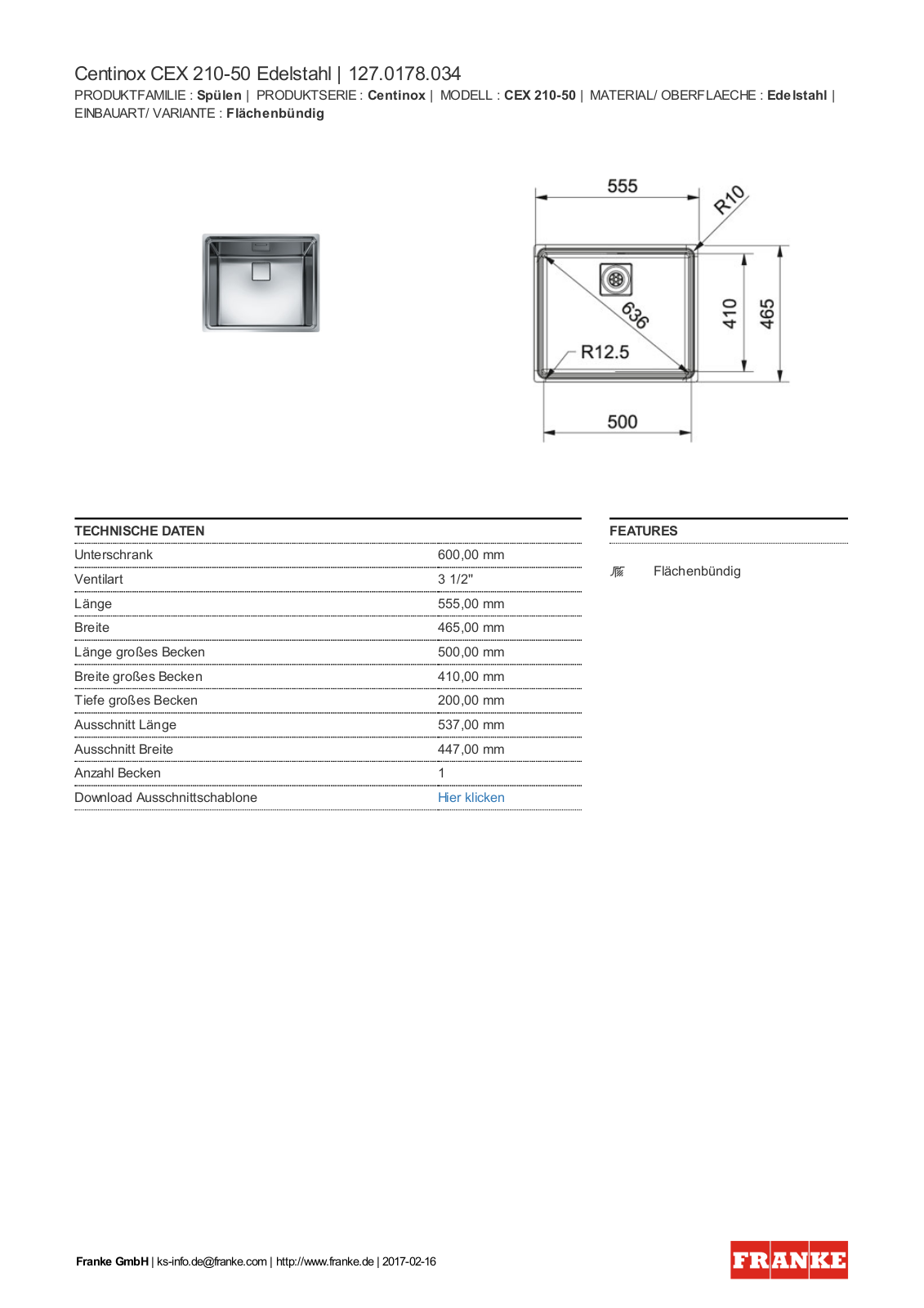 Franke 127.0178.034 Service Manual