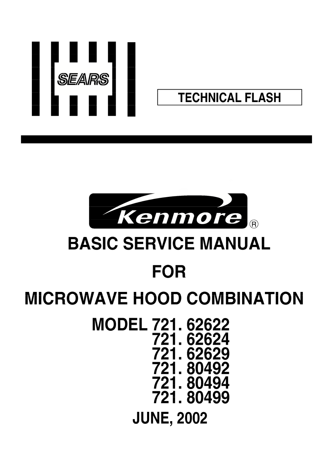 Kenmore 721.62622, 721.62629, 721.62624 Service Manual