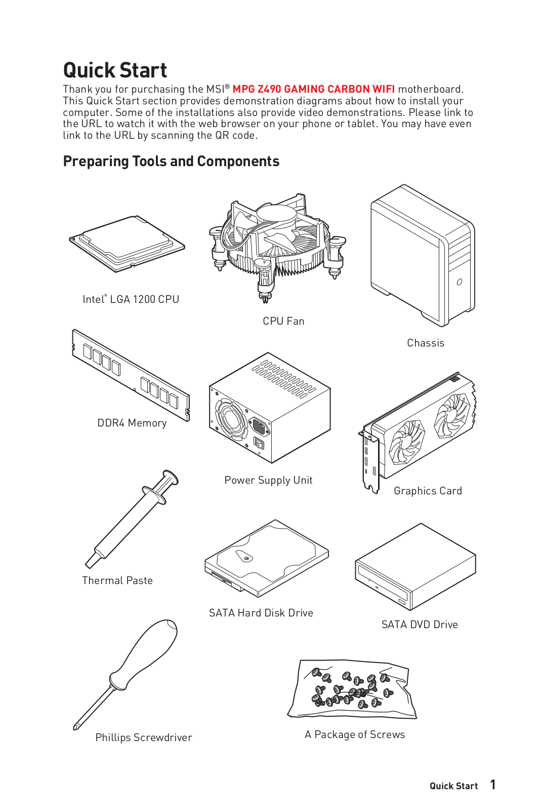 MSI MPG Z490 Quick Start Guide