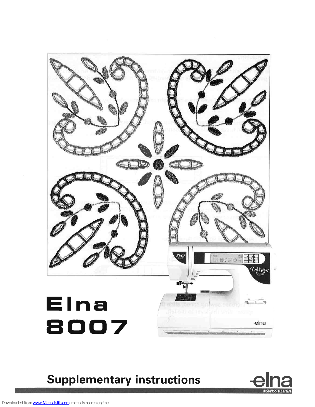 ELNA EnVision 8007 Supplementary Instructions Manual