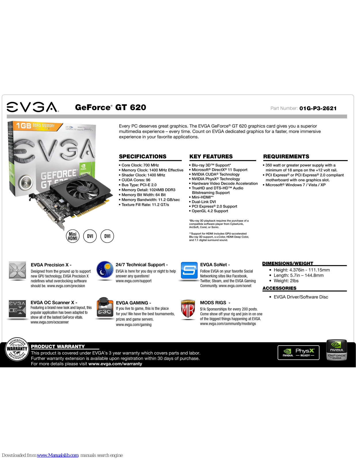 EVGA GeForce GT 620 Specifications - ManualMachine.com