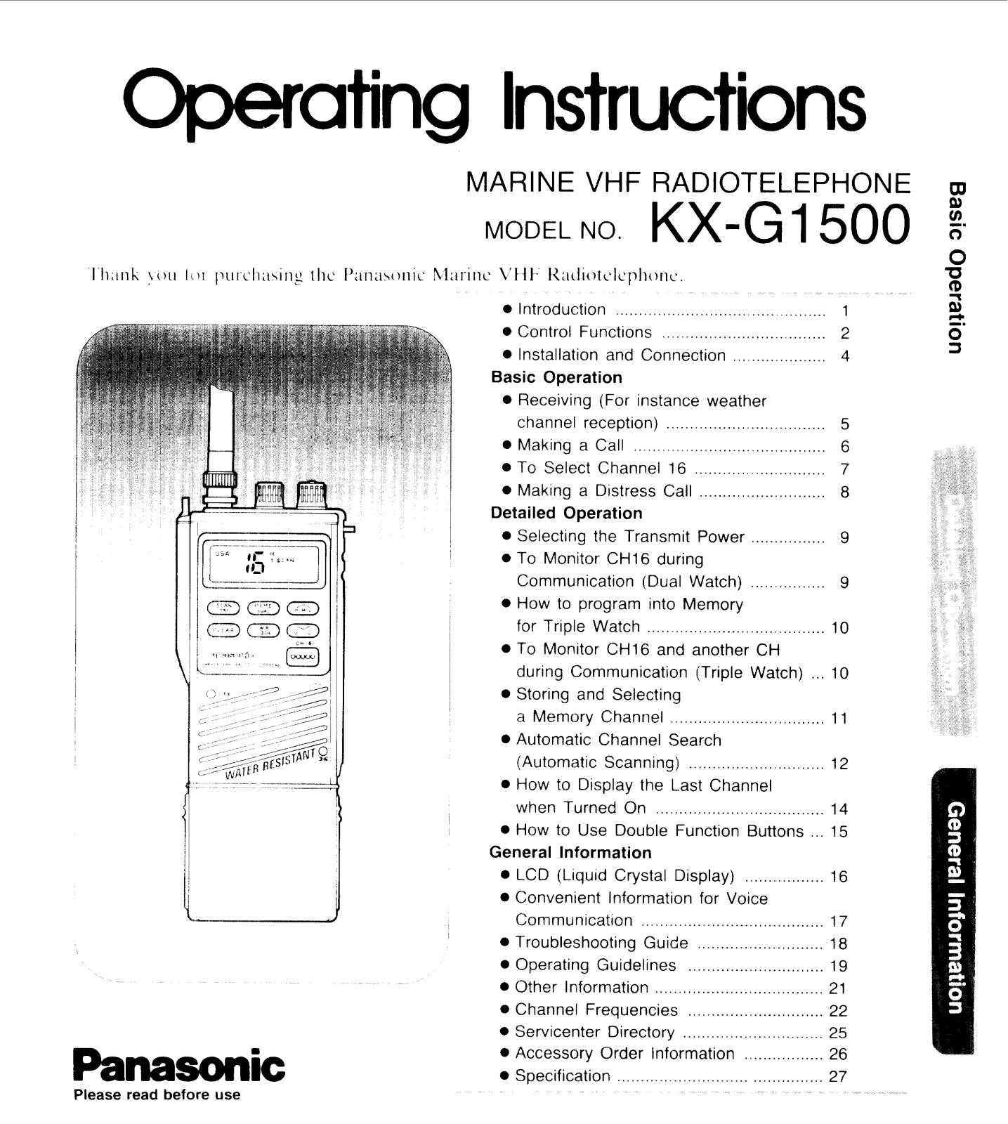 Panasonic kx-g1500 Operation Manual