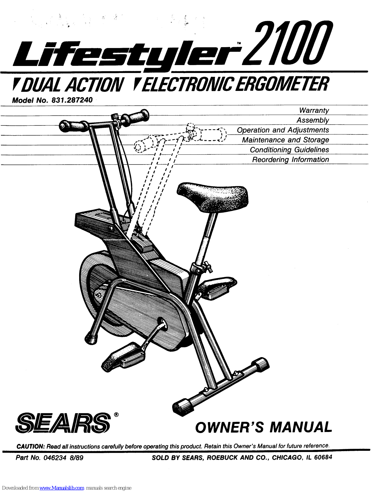 Pro-Form LIFESTYLER2100, 831.287240 Owner's Manual