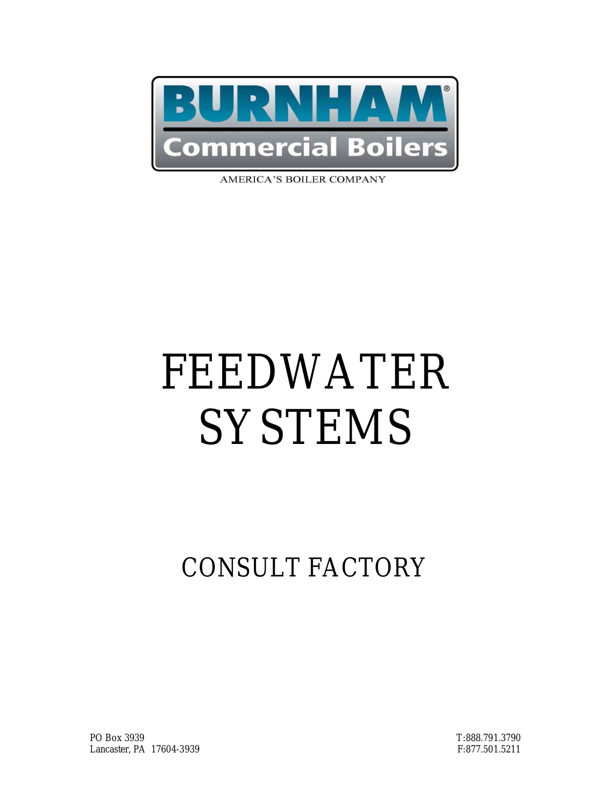 Burnham Feedwater Systems User Manual