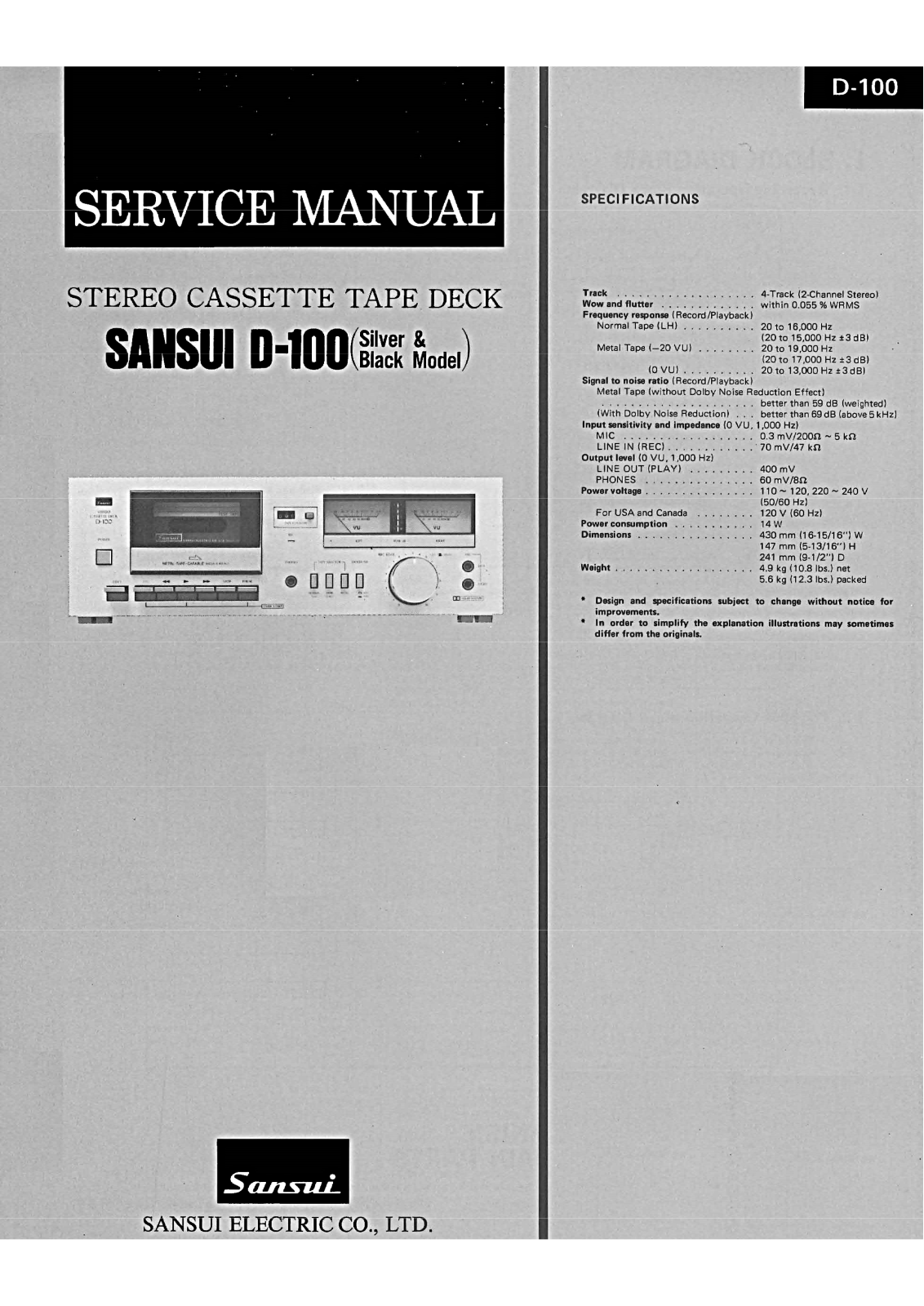 Sansui D-100 Service Manual