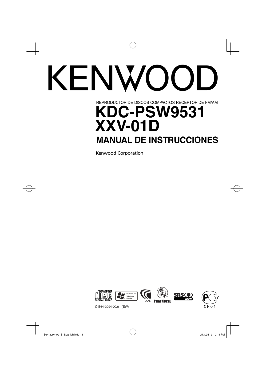 Kenwood XXV-01D, KDC-PSW9531 User Manual