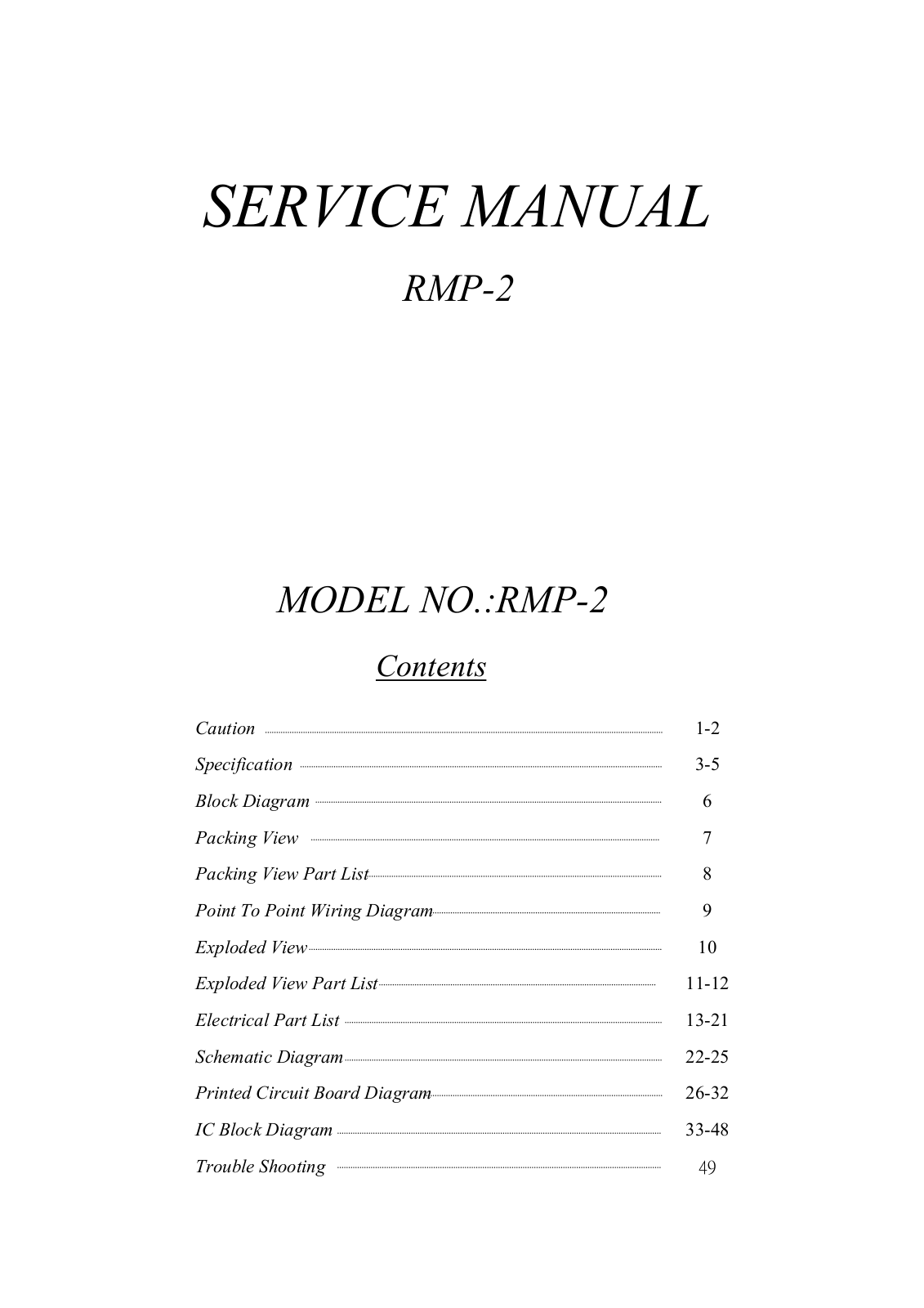 Reloop RMP-2 Service manual