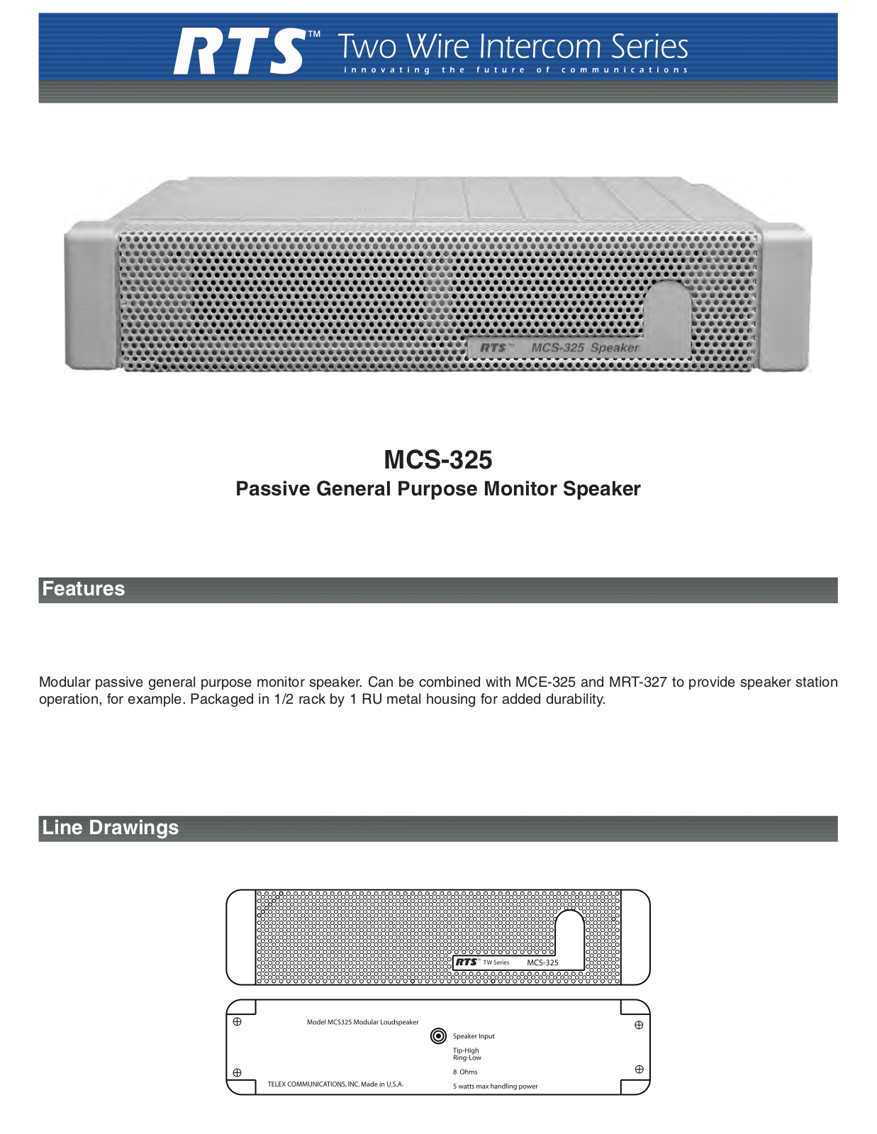 RTS MCS325 User Manual