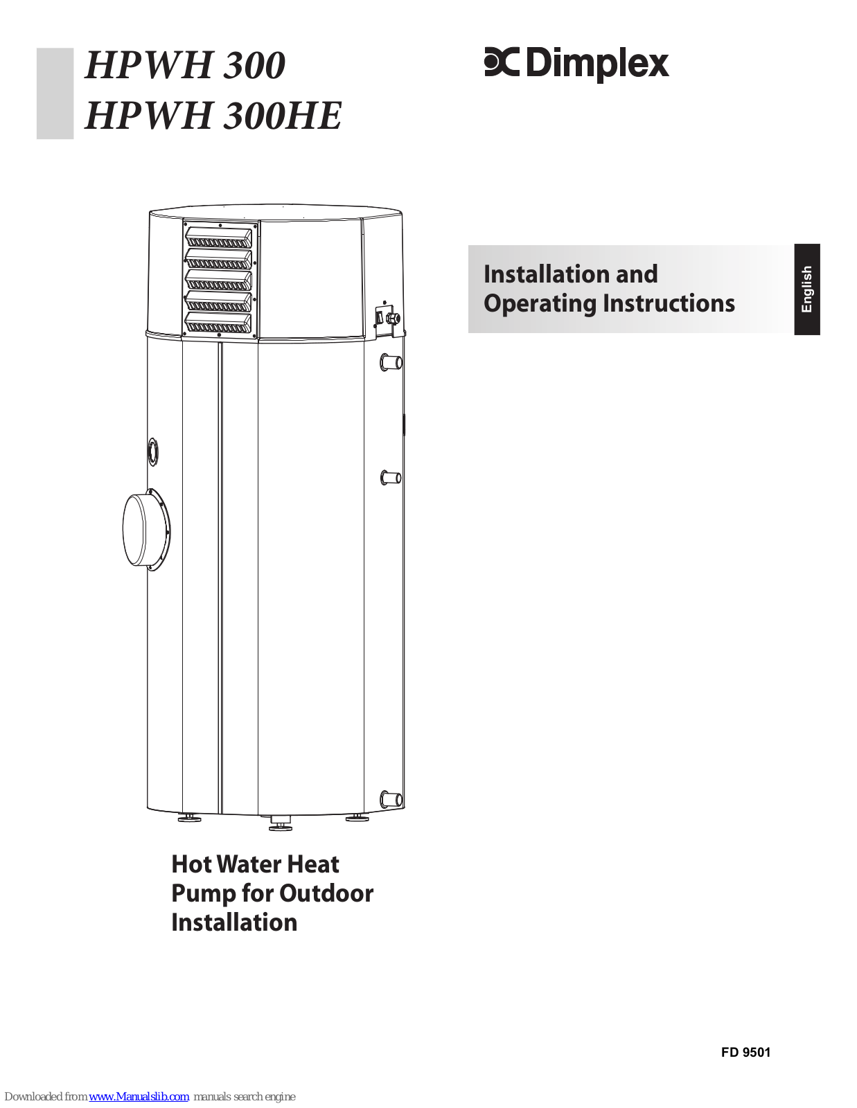 Dimplex HPWH 300, HPWH 300HE Installation And Operating Instructions Manual