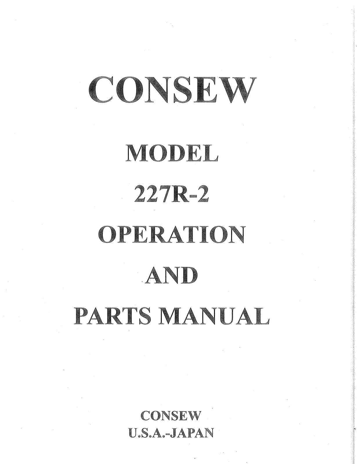 CONSEW 227R-2 Operation Manual