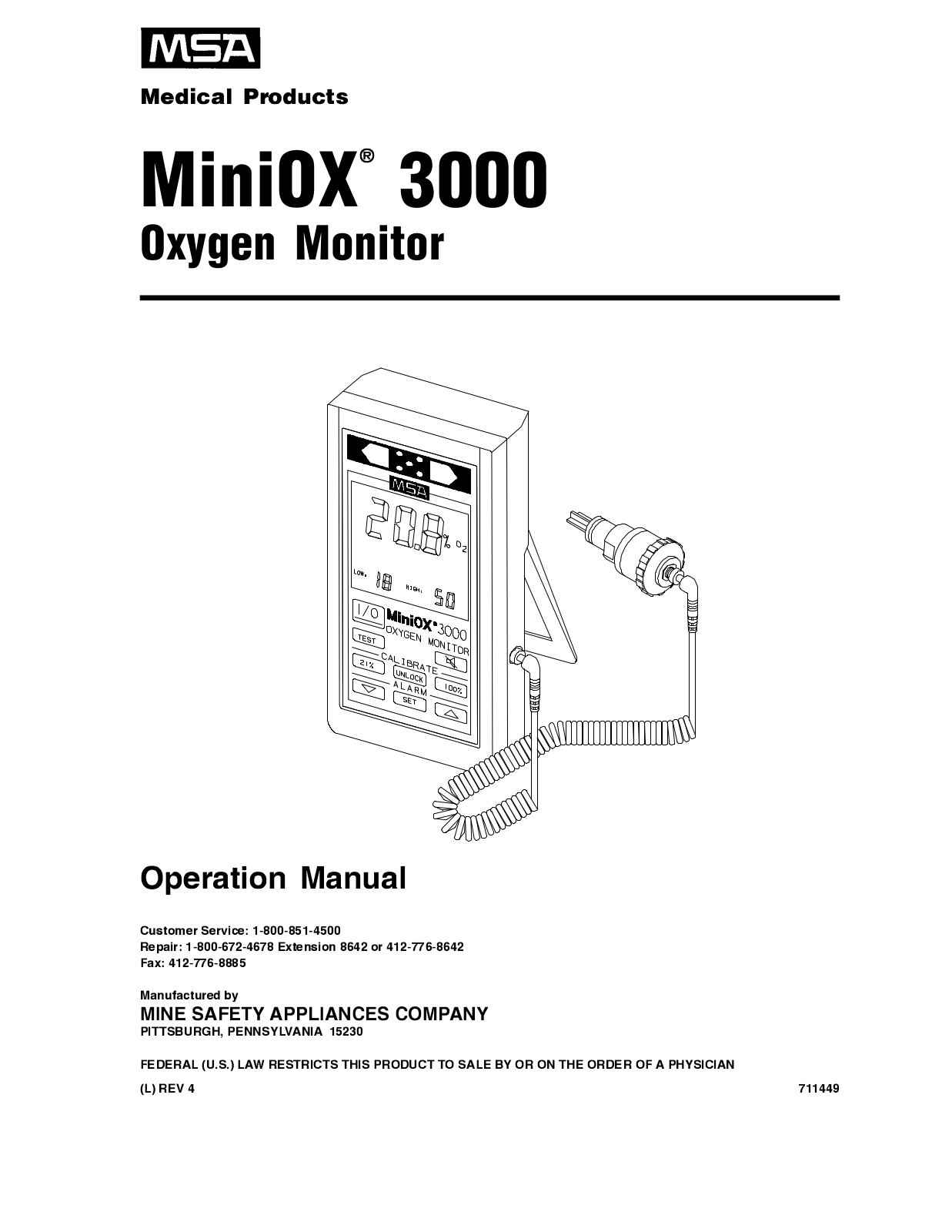 MSA MiniOX 3000 User manual