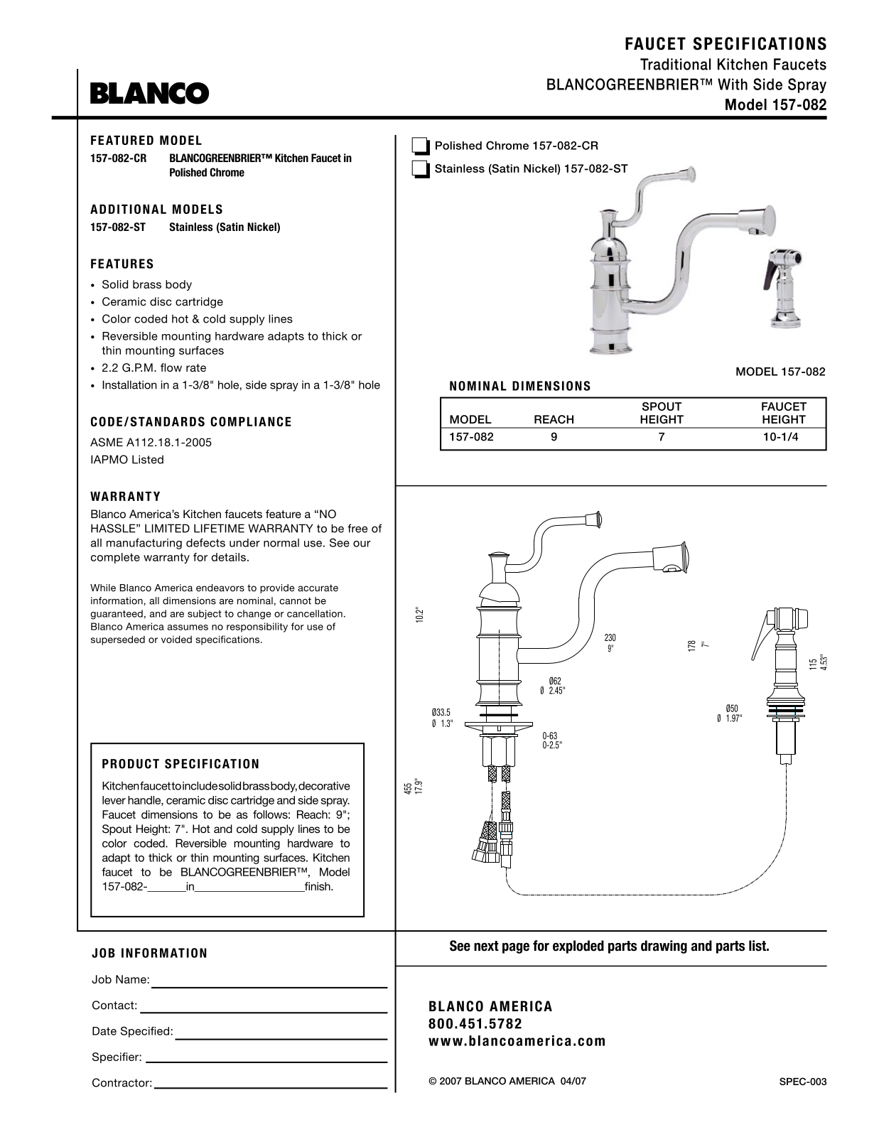 Blanco 157-082 User Manual