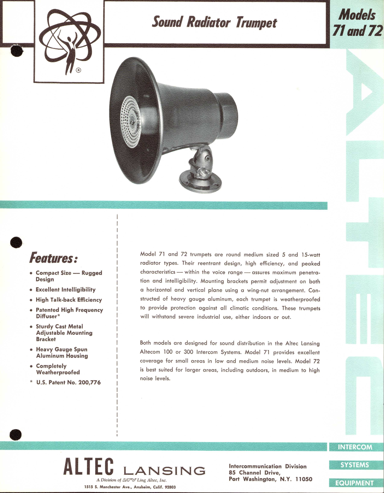 Altec lansing 72, 71 User Manual