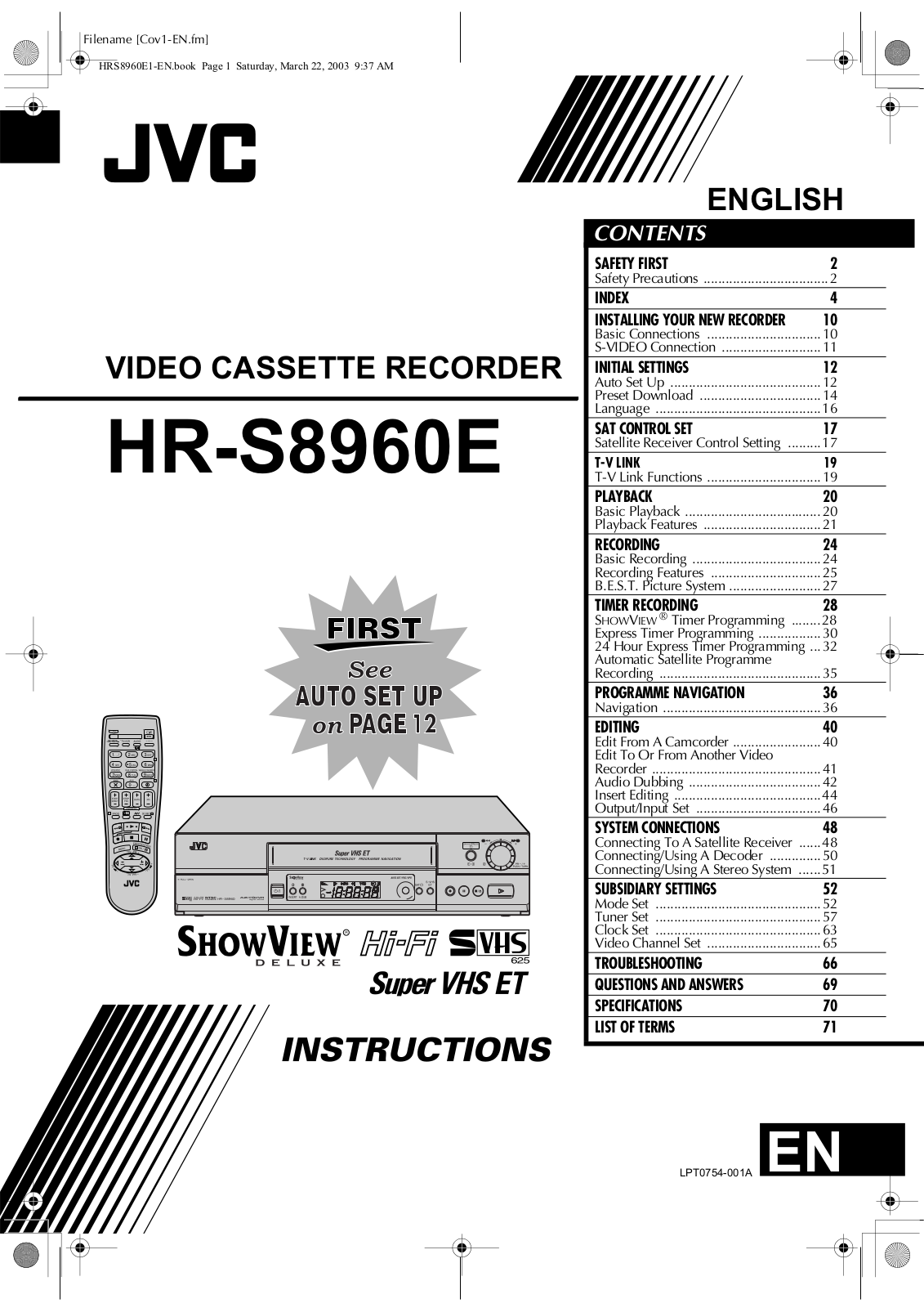 JVC HR-S8960AG, HR-S8960EX, HR-S8965EK User Manual