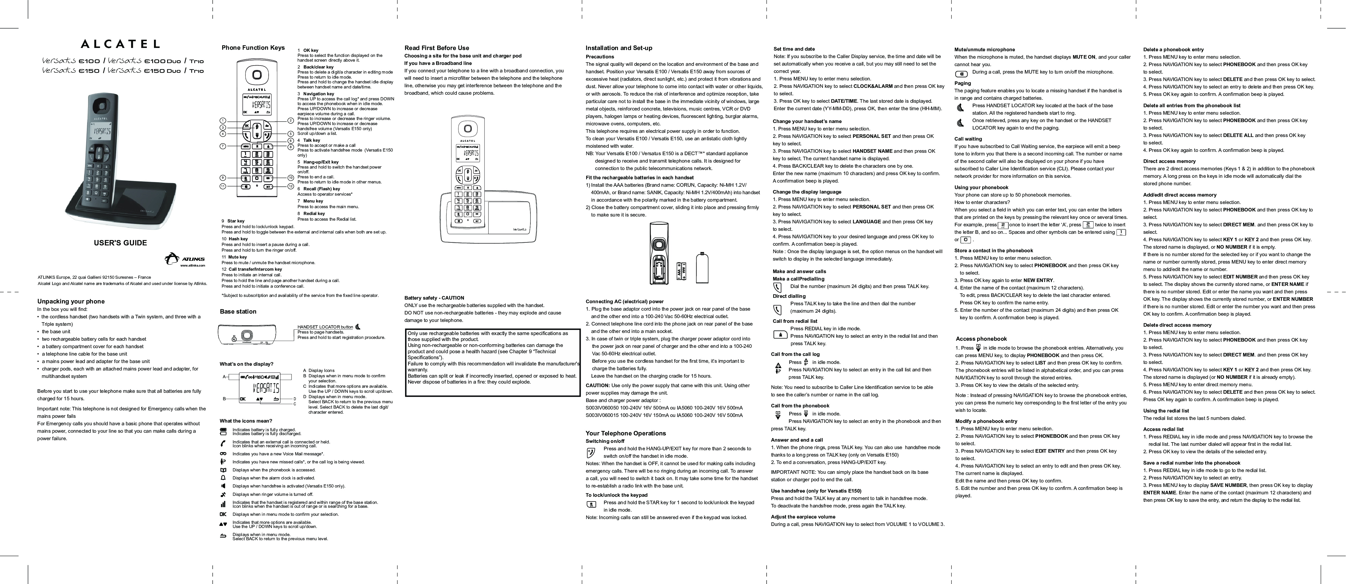 Alcatel-Lucent E100, E100 DUO-TRIO User Manual