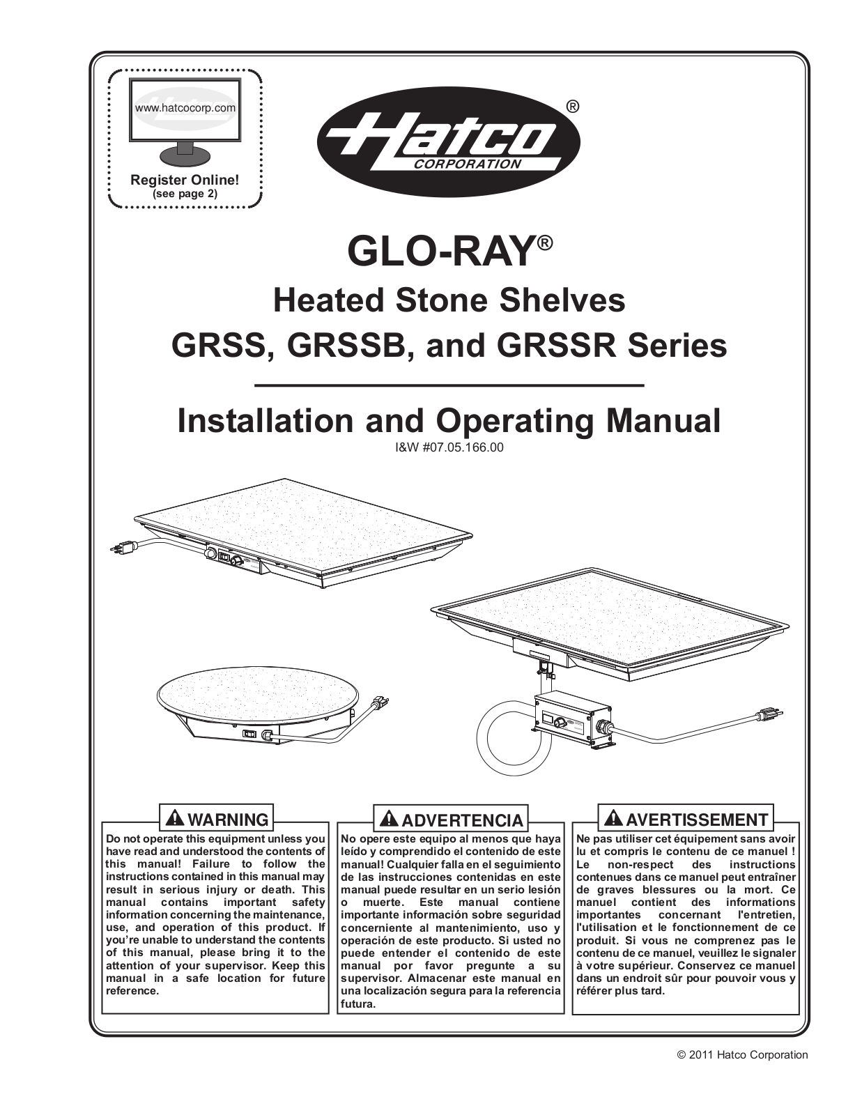 Hatco GRSS Series, GRSSB Series, GRSSR Series Operation Manual