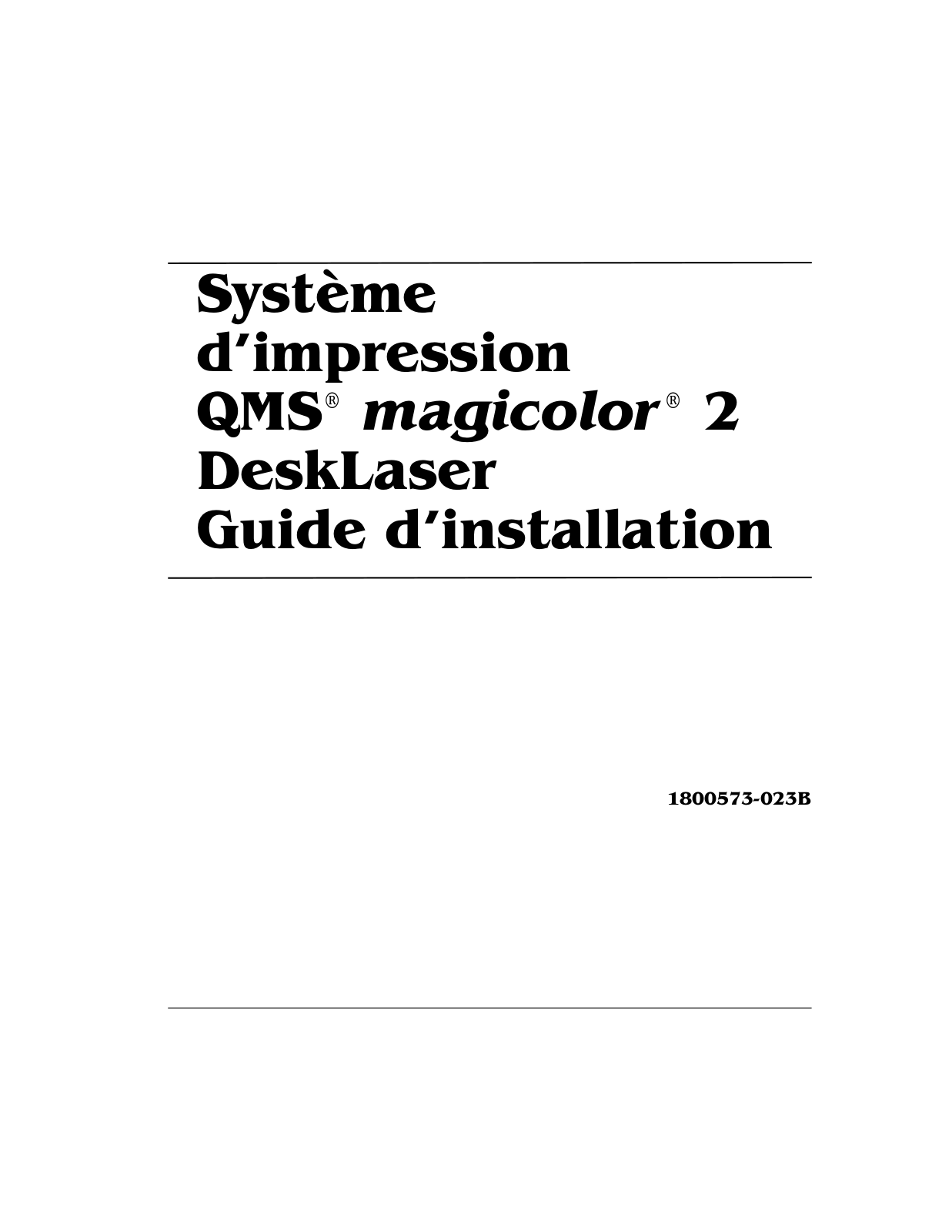 KONICA MINOLTA QMS magic 2 DeskLaser Installation Guide