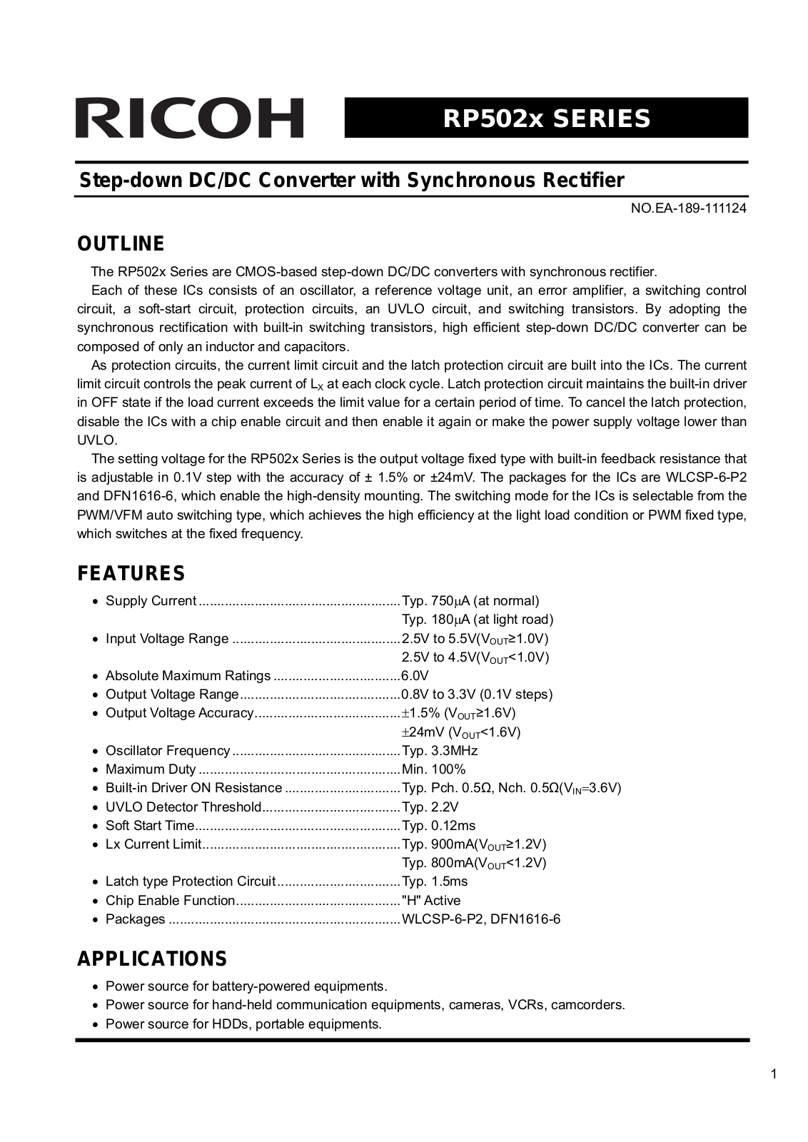 RICOH RP502x Technical data