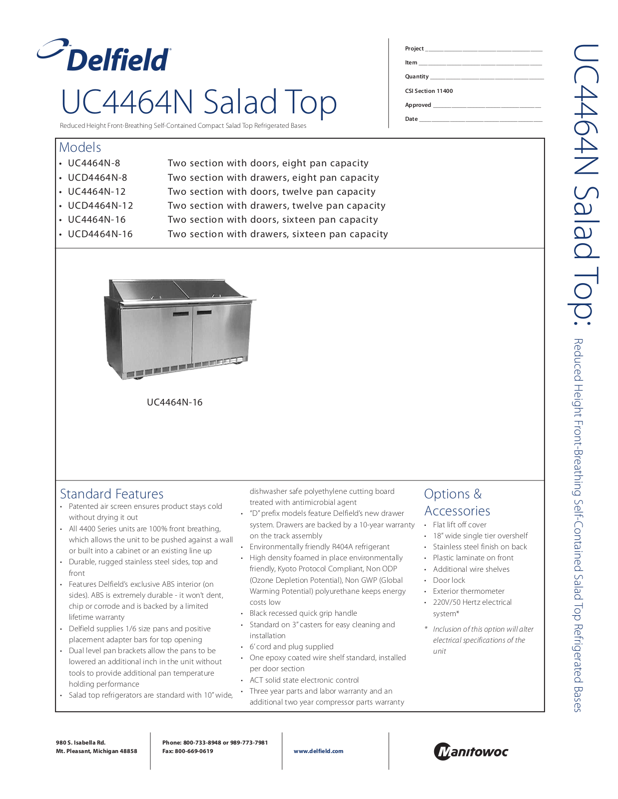 Delfield UC4464N-8 User Manual