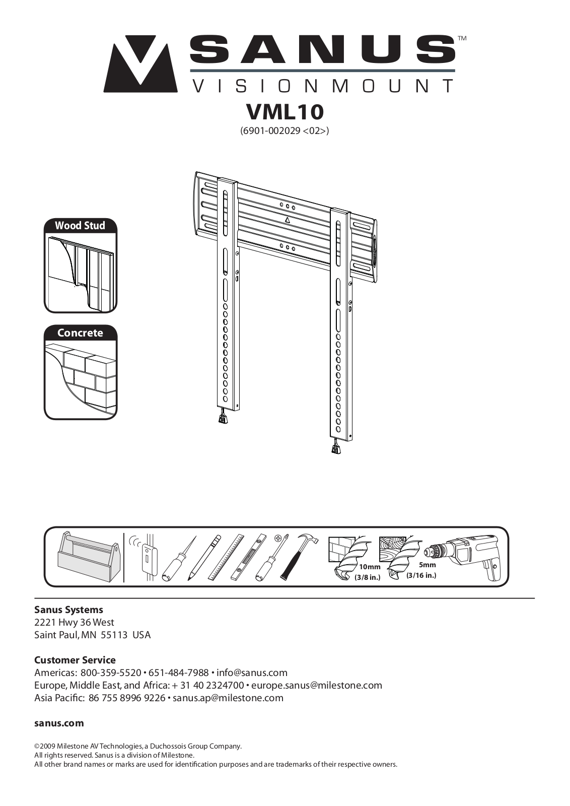 SANUS SYSTEMS VML10 User Manual