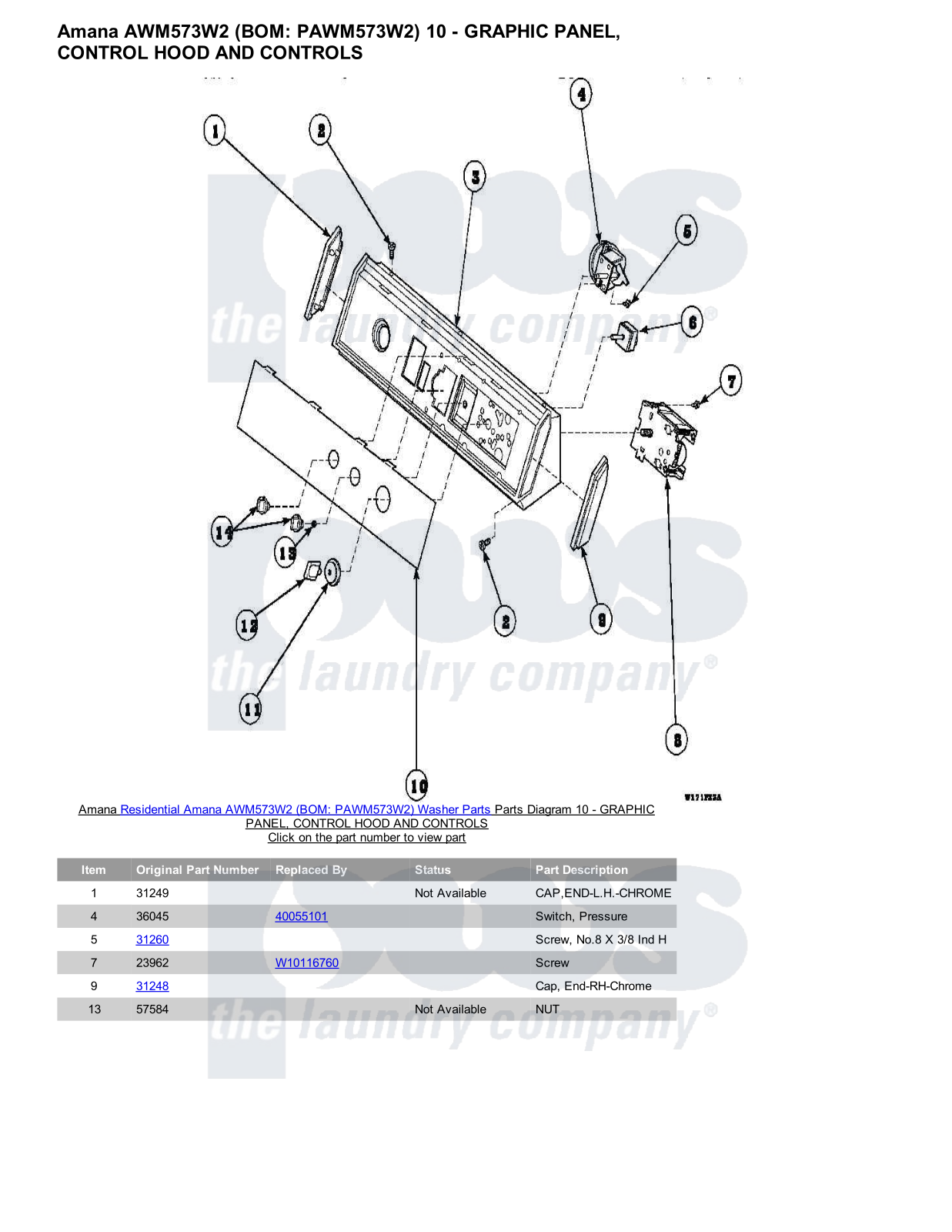 Amana AWM573W2 Parts Diagram