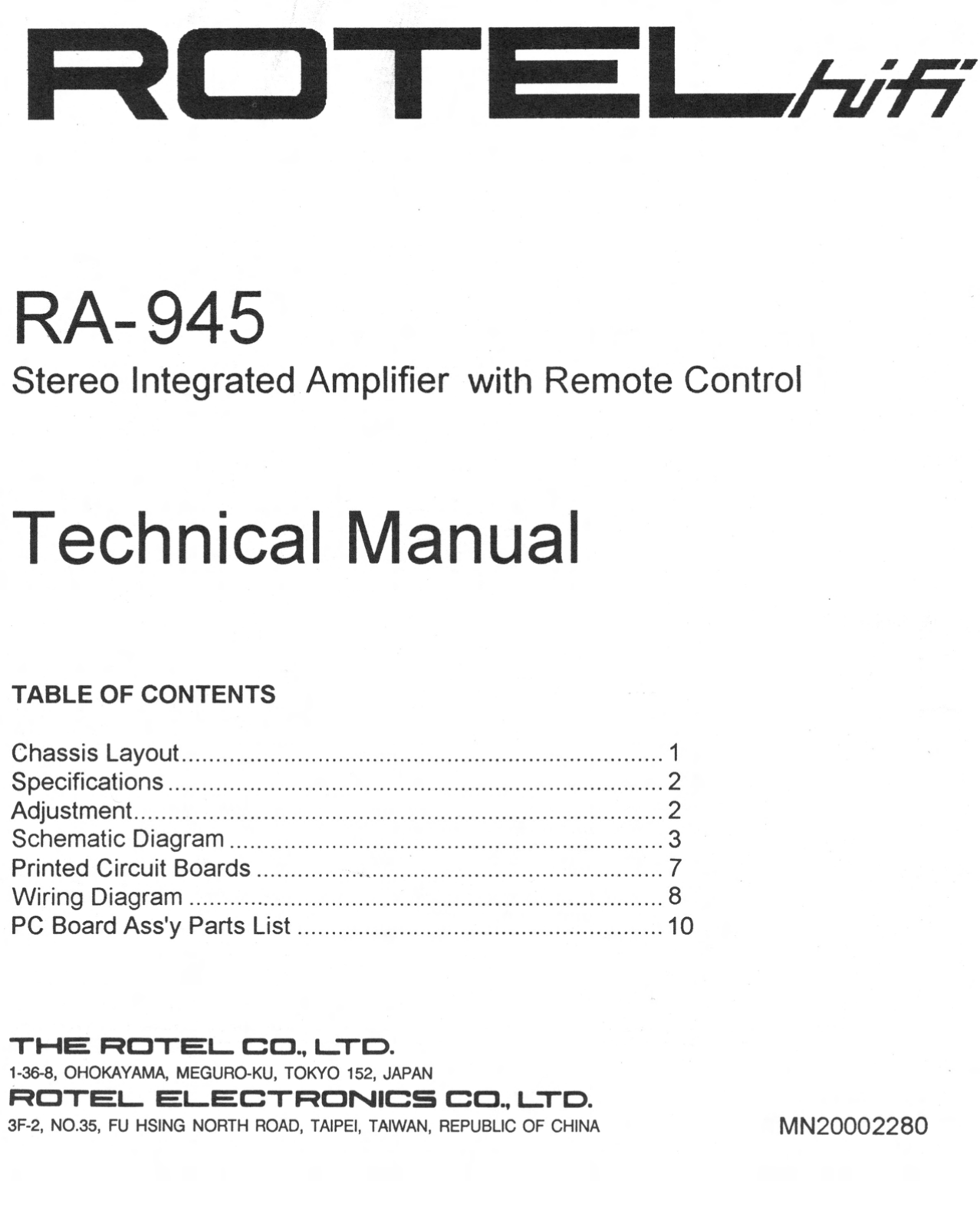 Rotel RA-945 Service manual