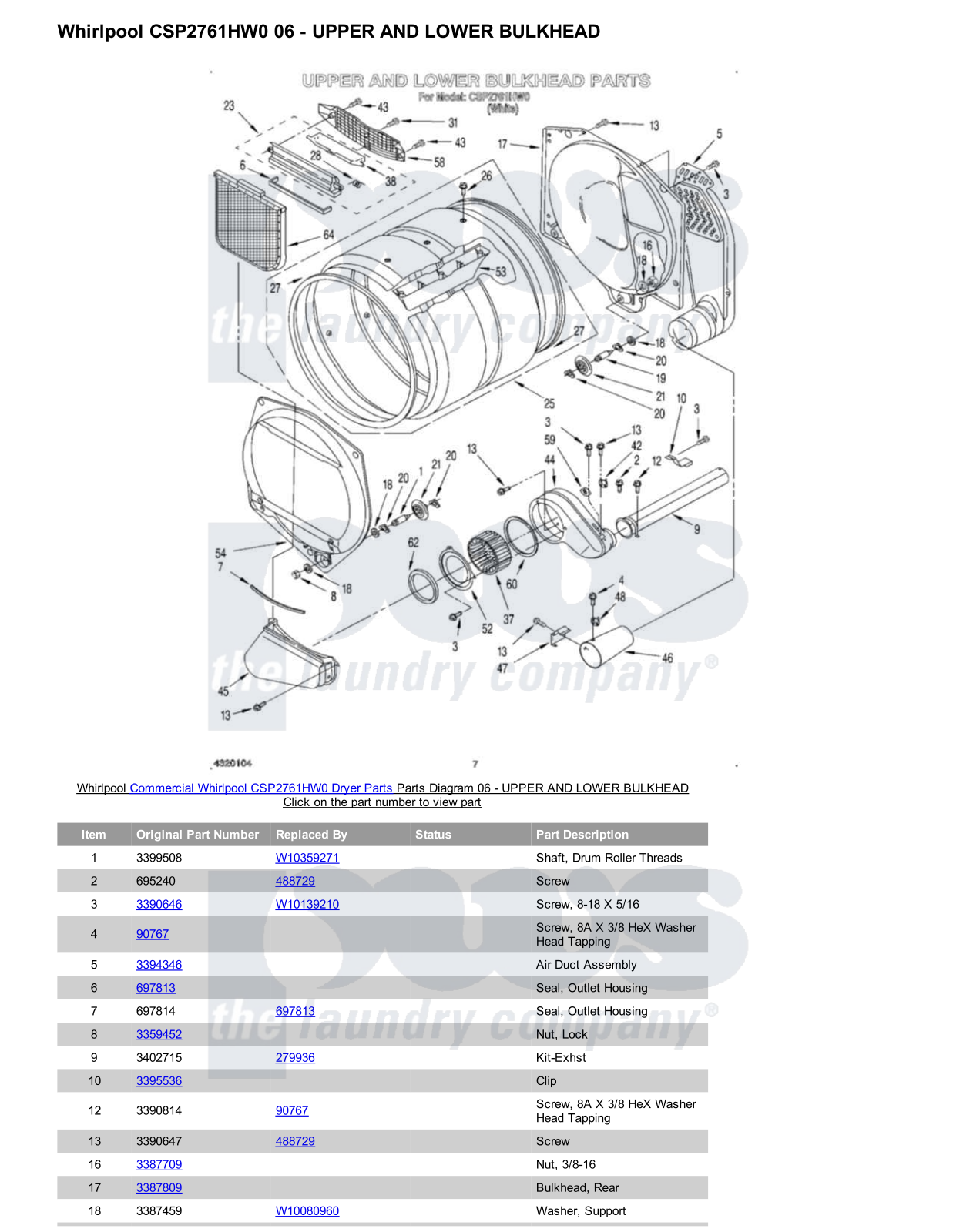 Whirlpool CSP2761HW0 Parts Diagram