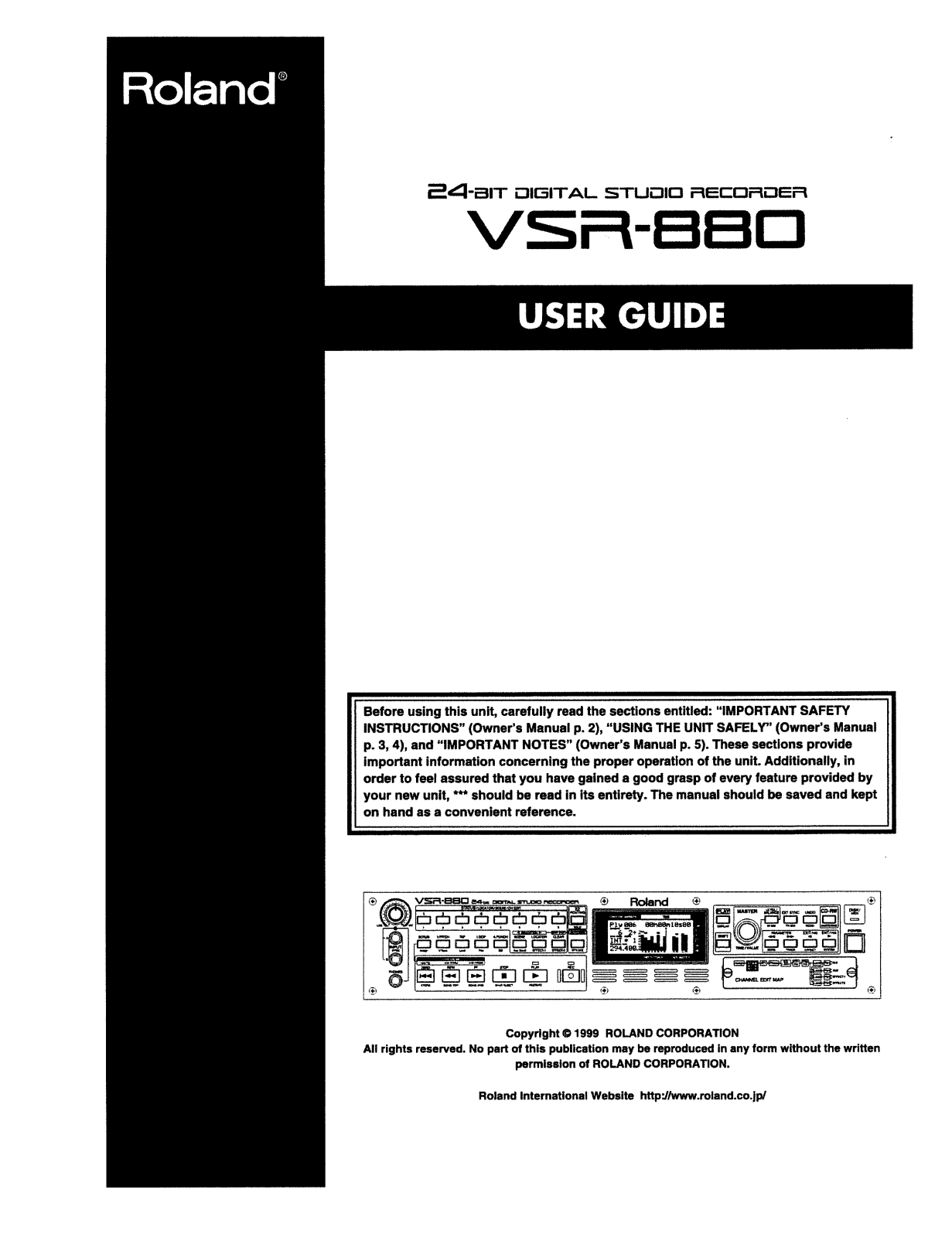 Roland Corporation VSR-880 User's Manual