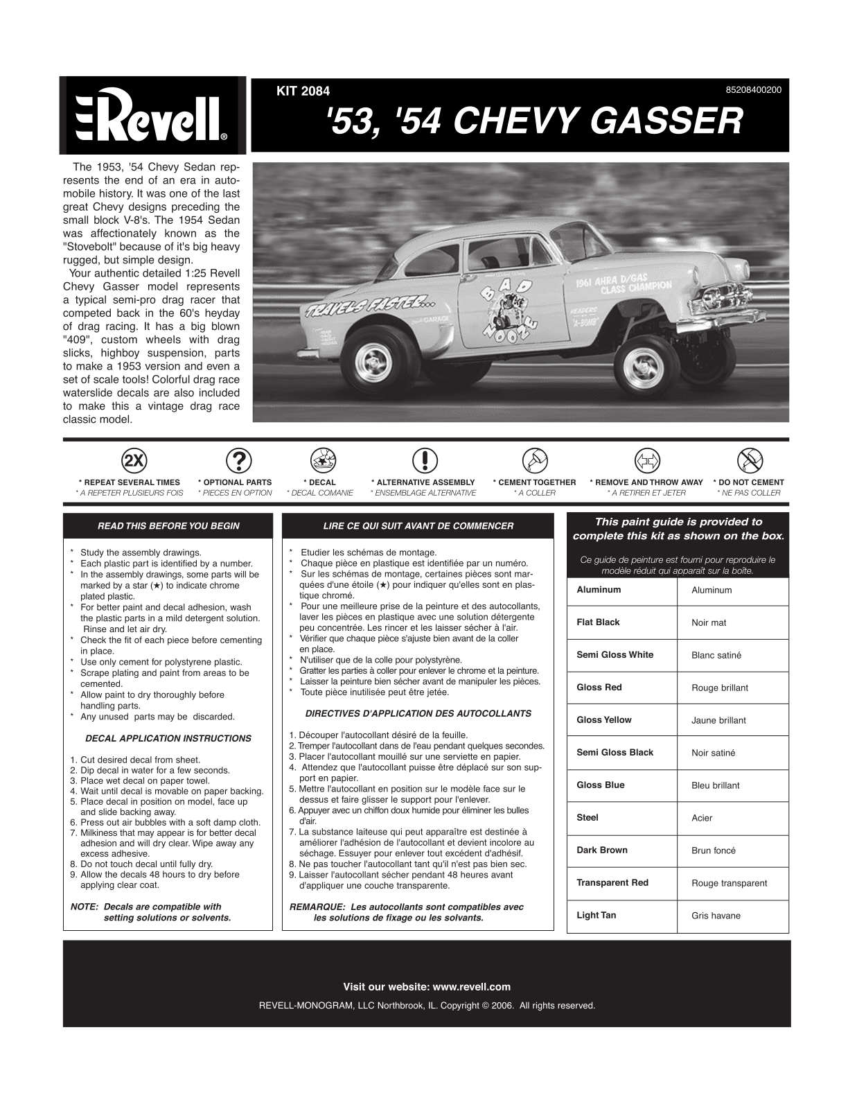 REVELL 1953,  1954 Chevy Gasser User Manual