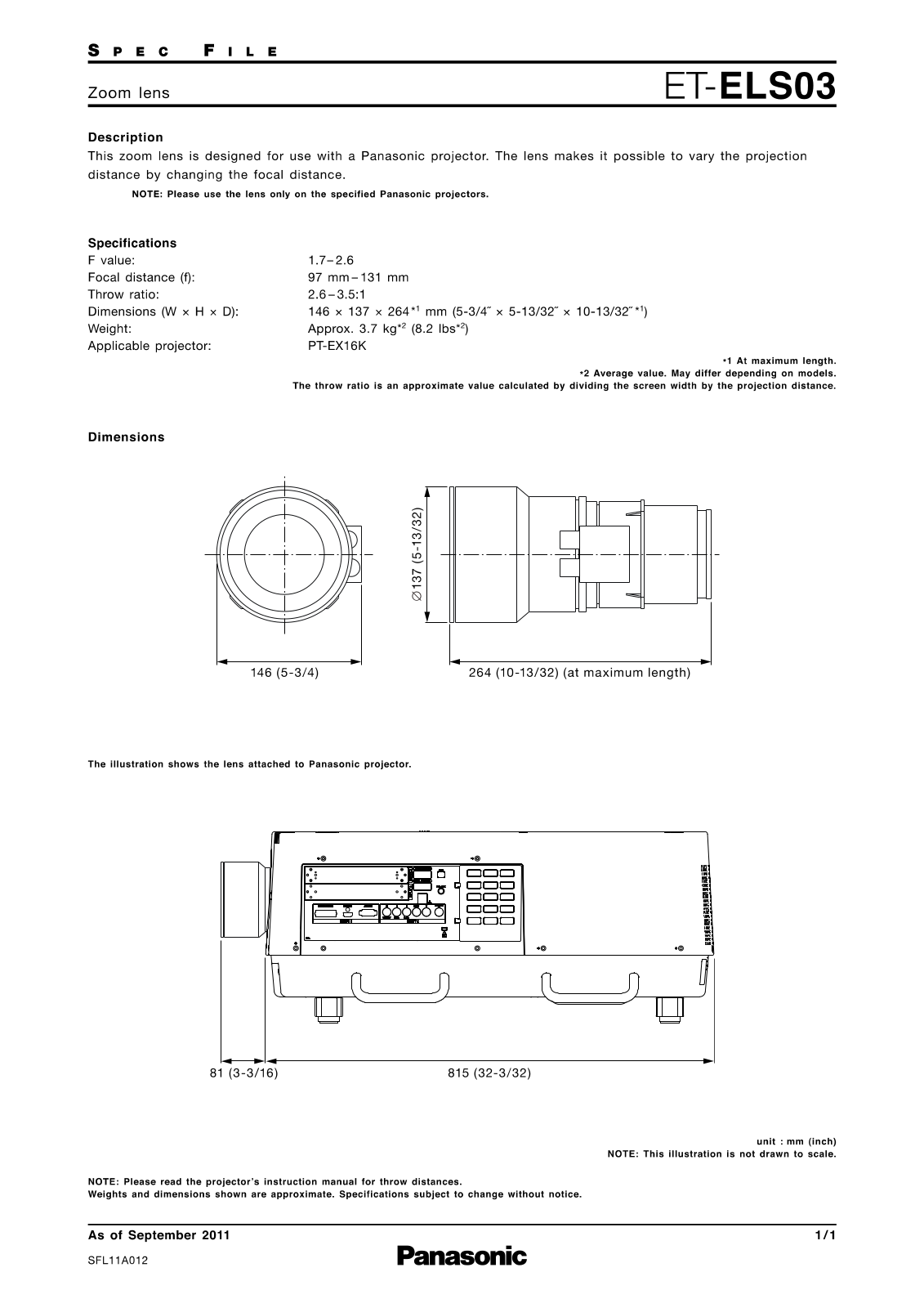 Panasonic ET-ELS03 User Manual