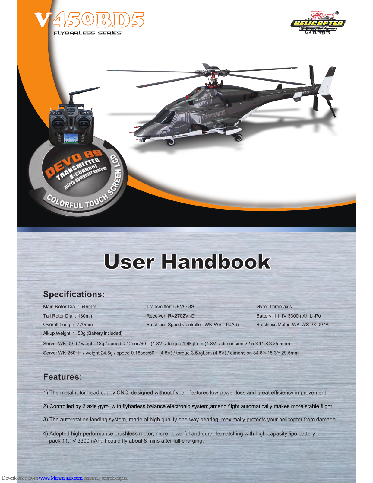 Walkera V450BD5 User Handbook Manual