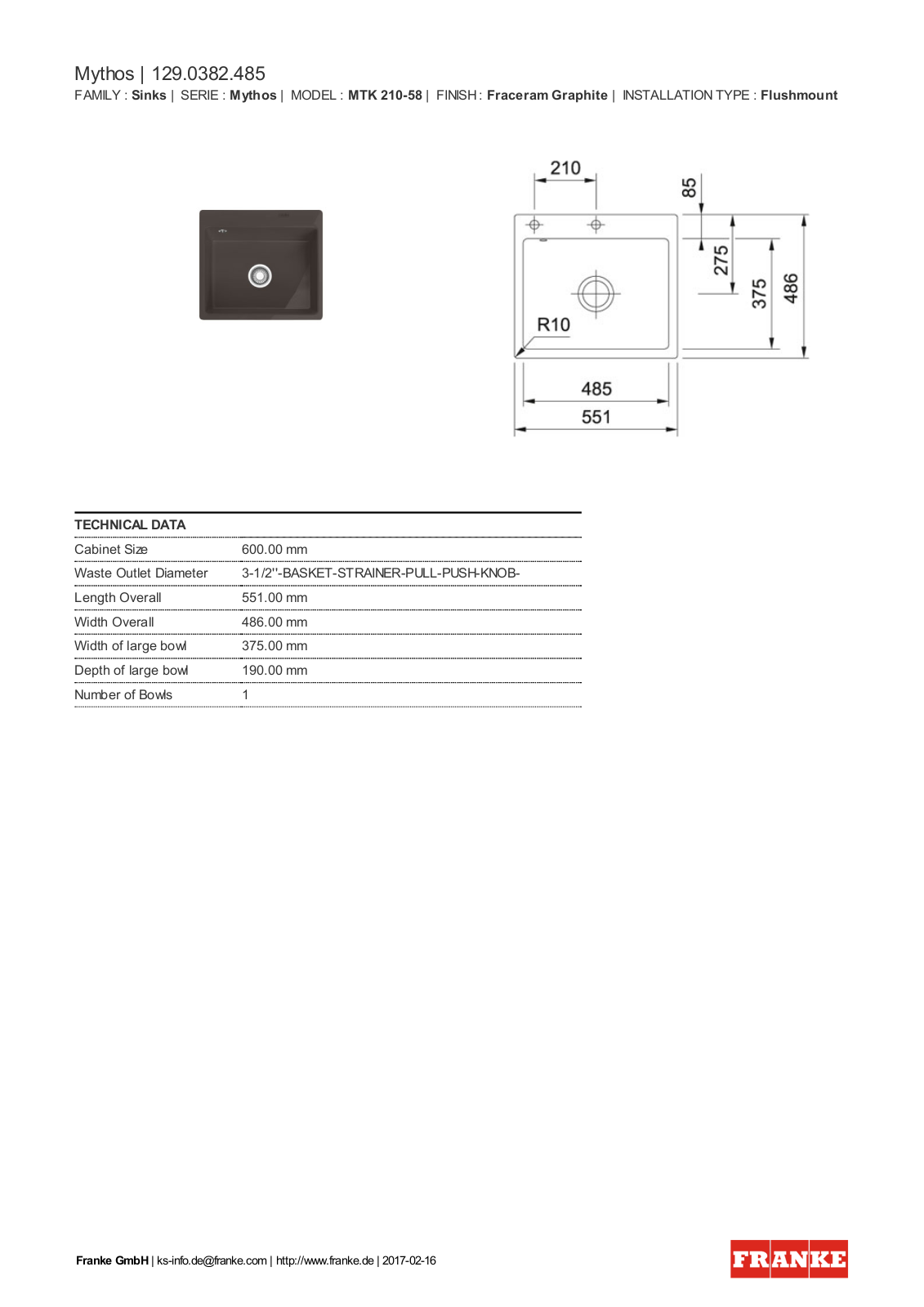 Franke 129.0382.485 Service Manual