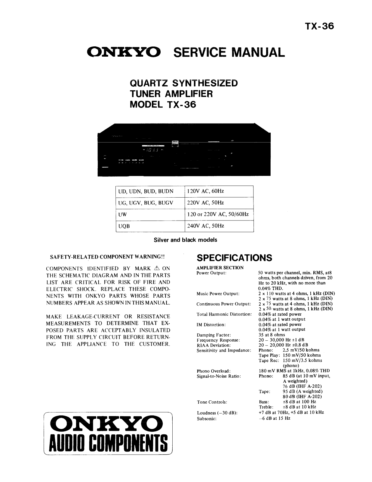 Onkyo TX-36 Service manual