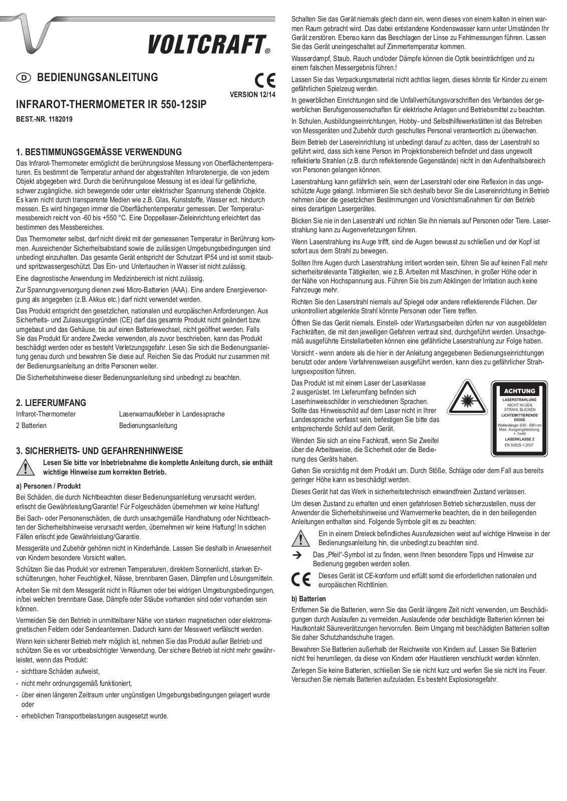 VOLTCRAFT IR 550-12SIP User guide