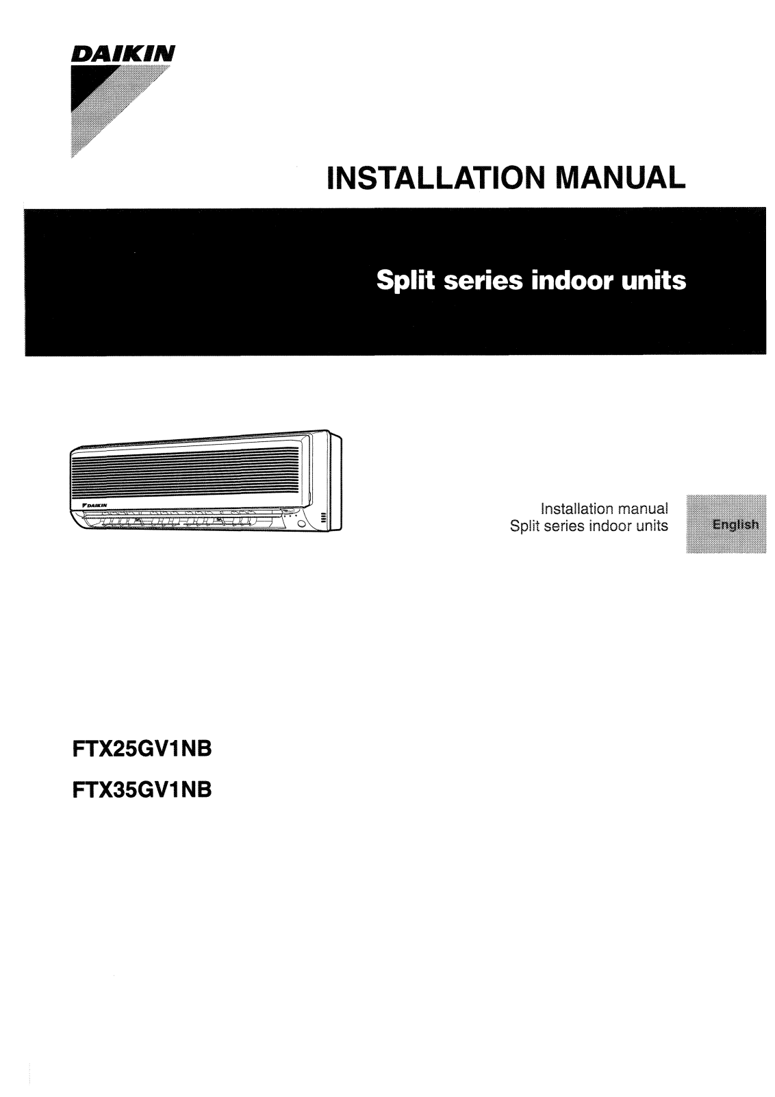 Daikin FTX25GV1NB, FTX35GV1NB Installation manuals