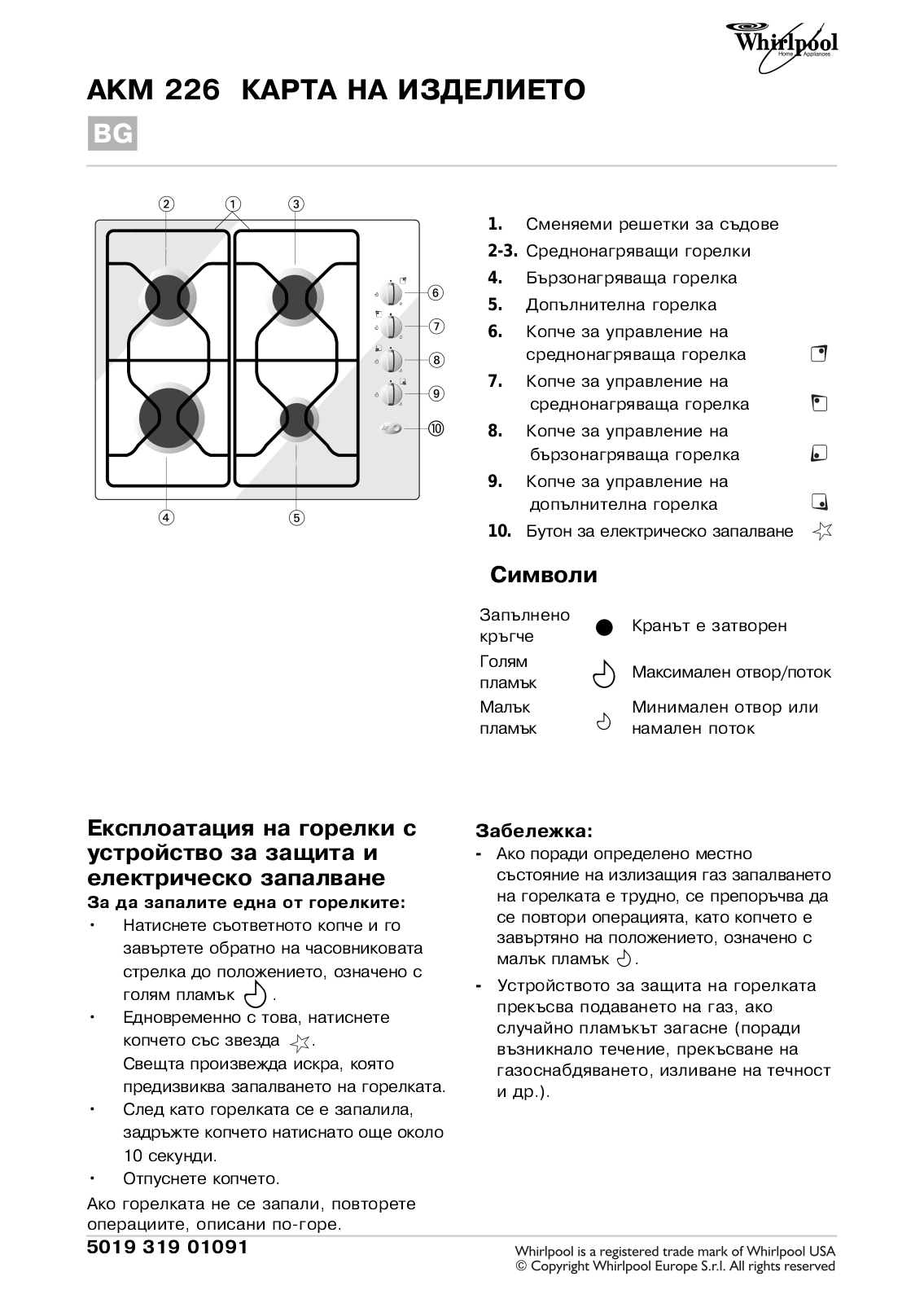 WHIRLPOOL AKM 226 IX User Manual