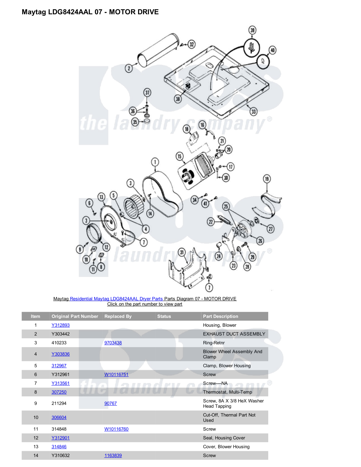 Maytag LDG8424AAL Parts Diagram