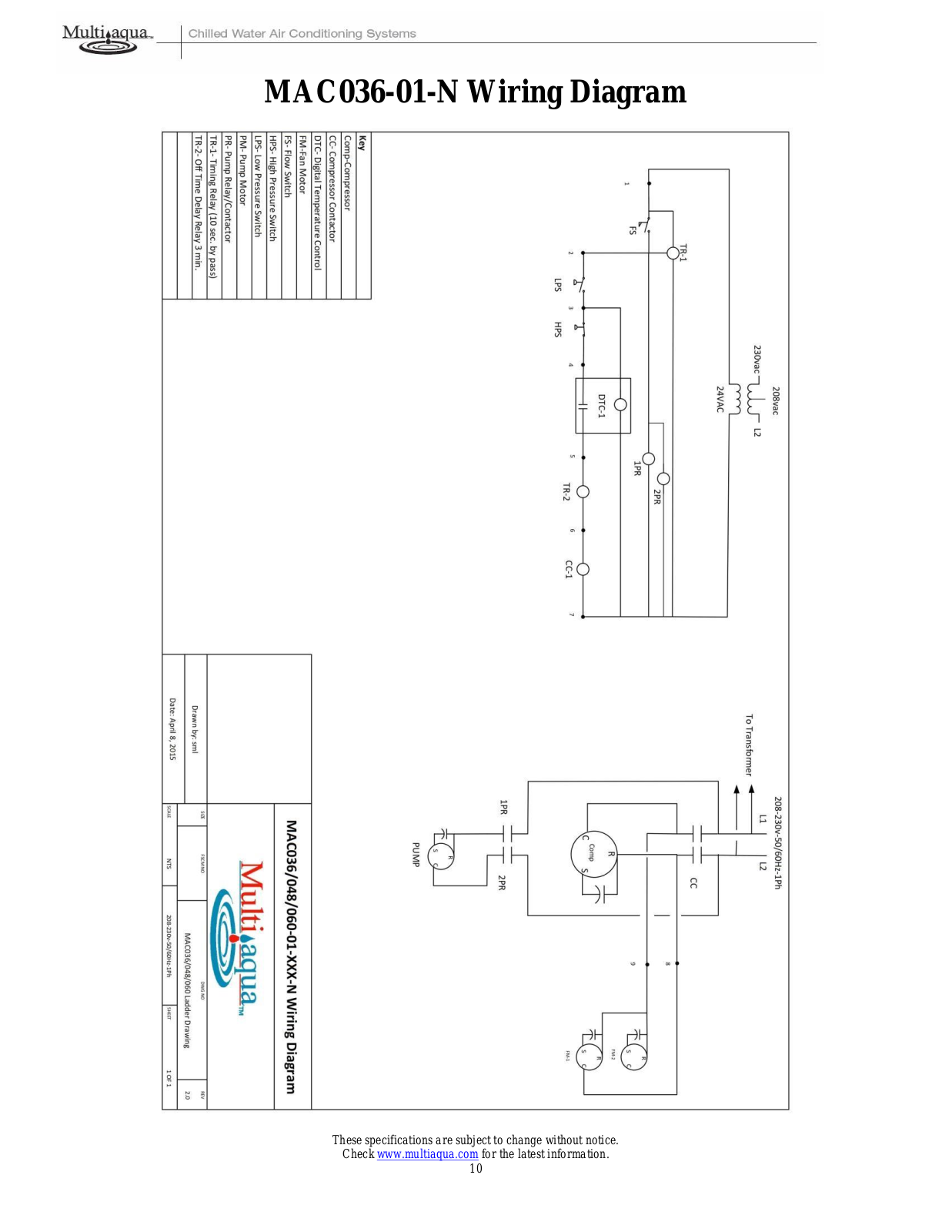 Multiaqua MAC036-01-N Wiring Diagram