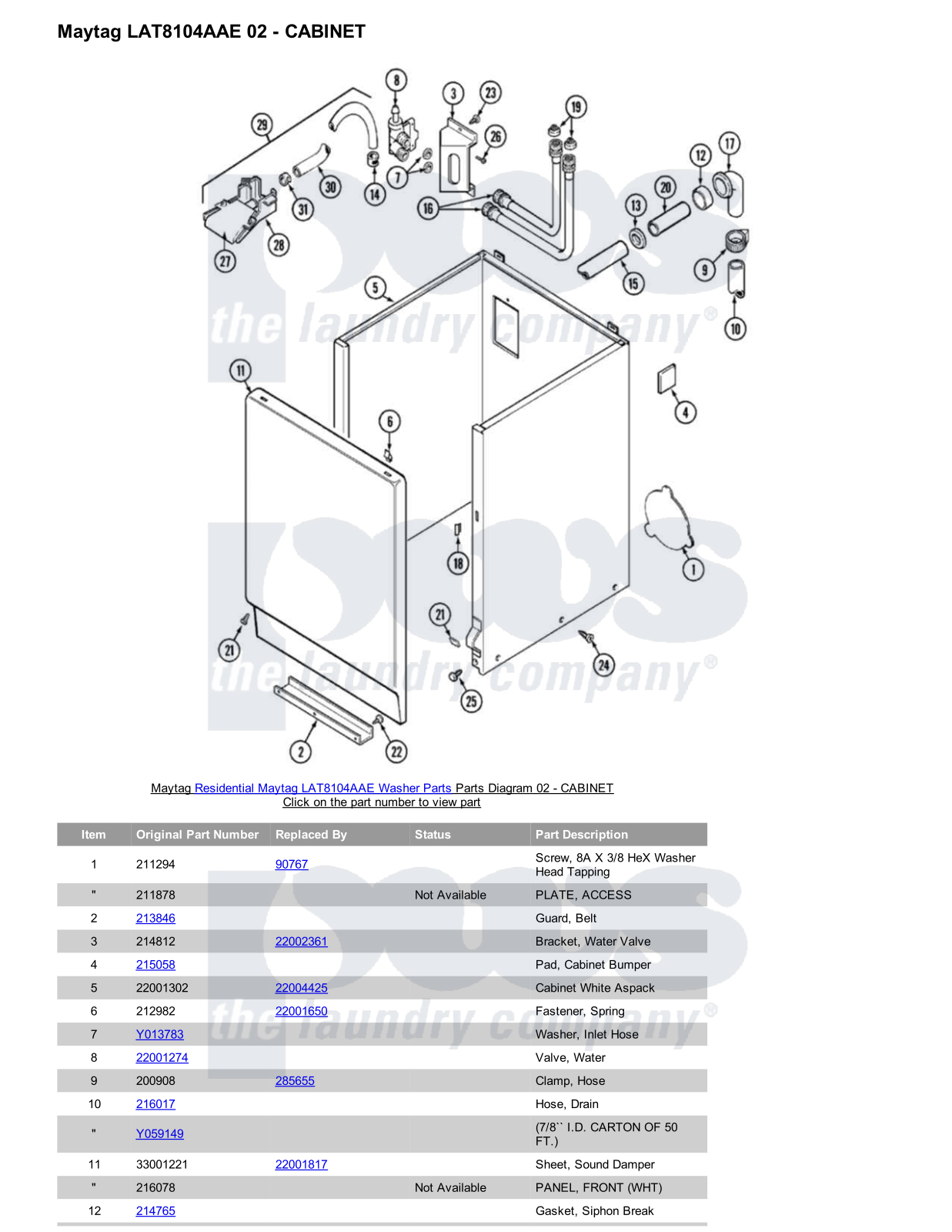 Maytag LAT8104AAE Parts Diagram