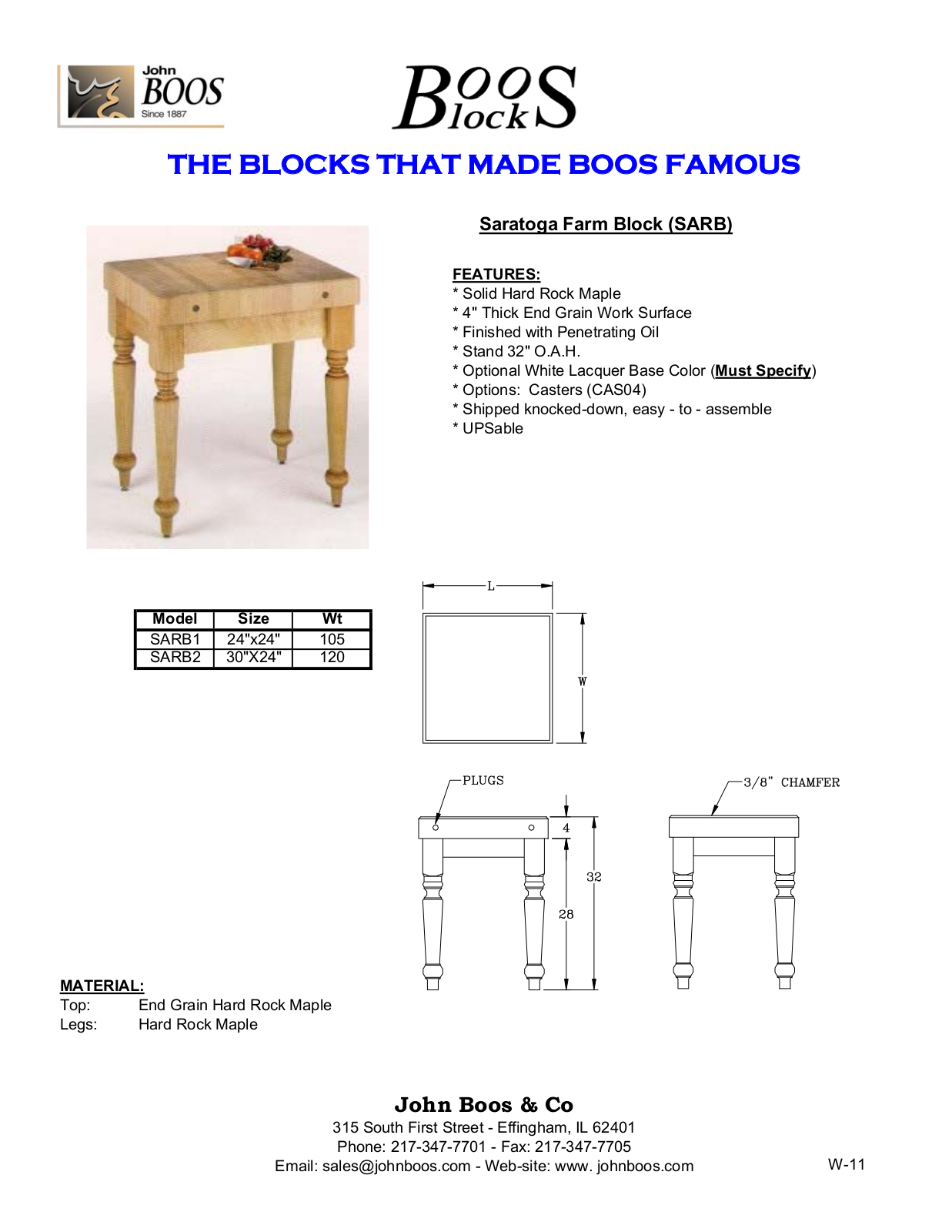 John Boos SARB1 User Manual