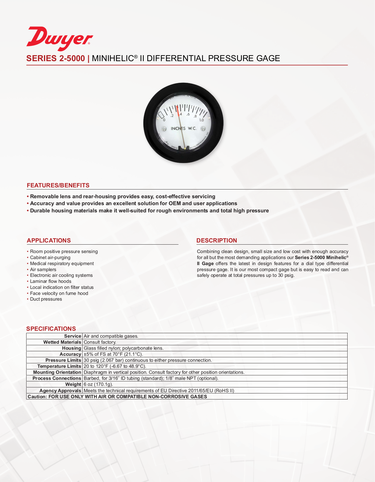 Dwyer Instruments SERIES 2-5000 Data Sheet