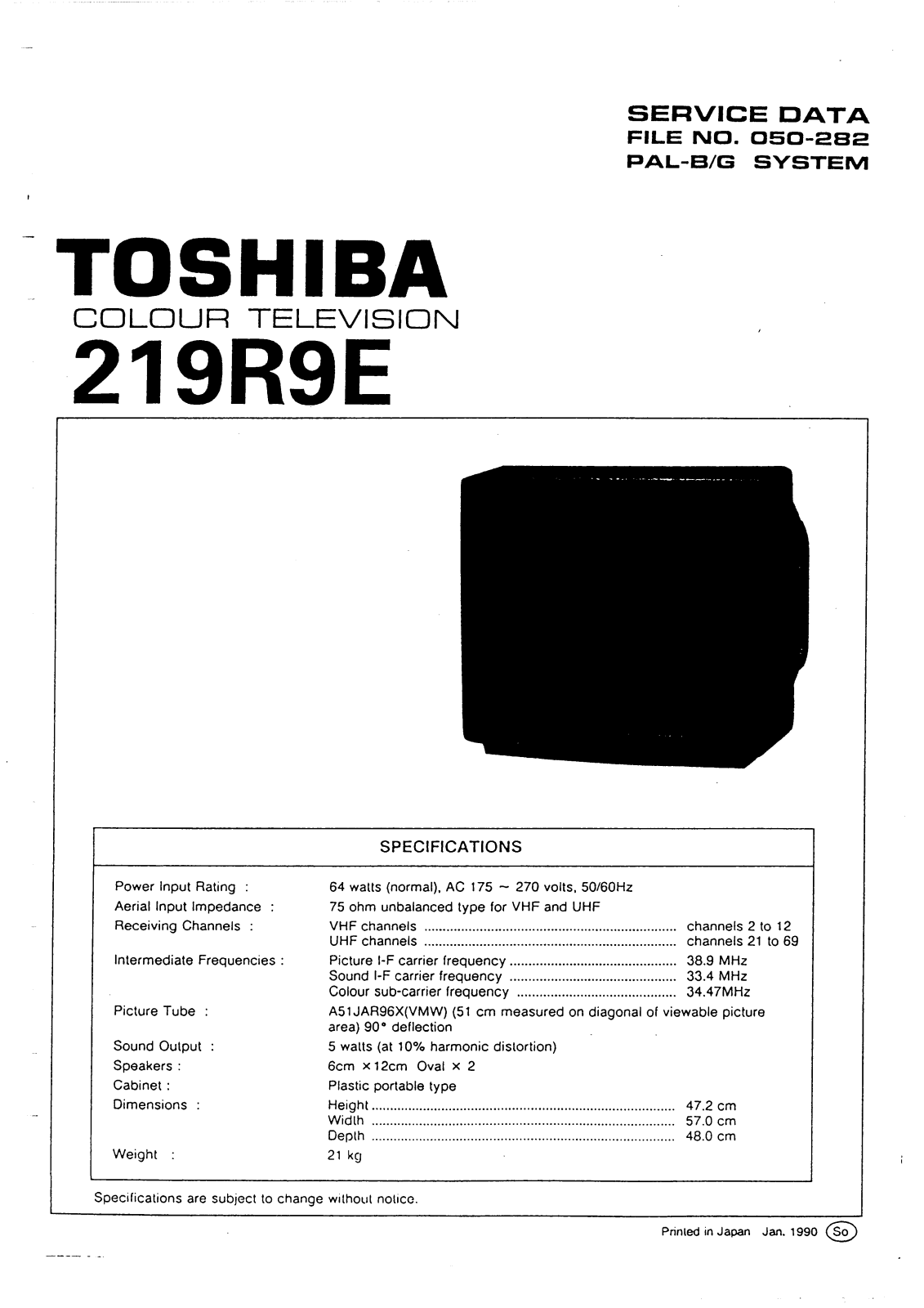 Toshiba 219R9E Service Manual