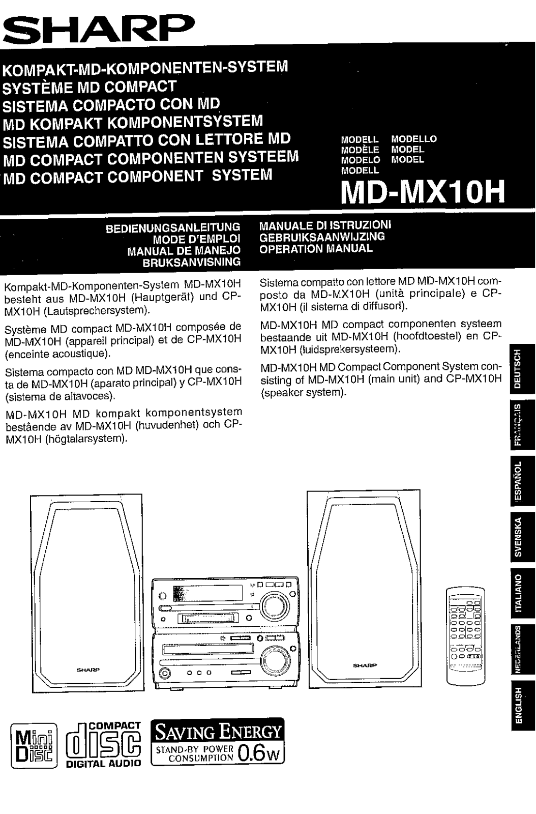 Sharp MD-MX10H User Manual