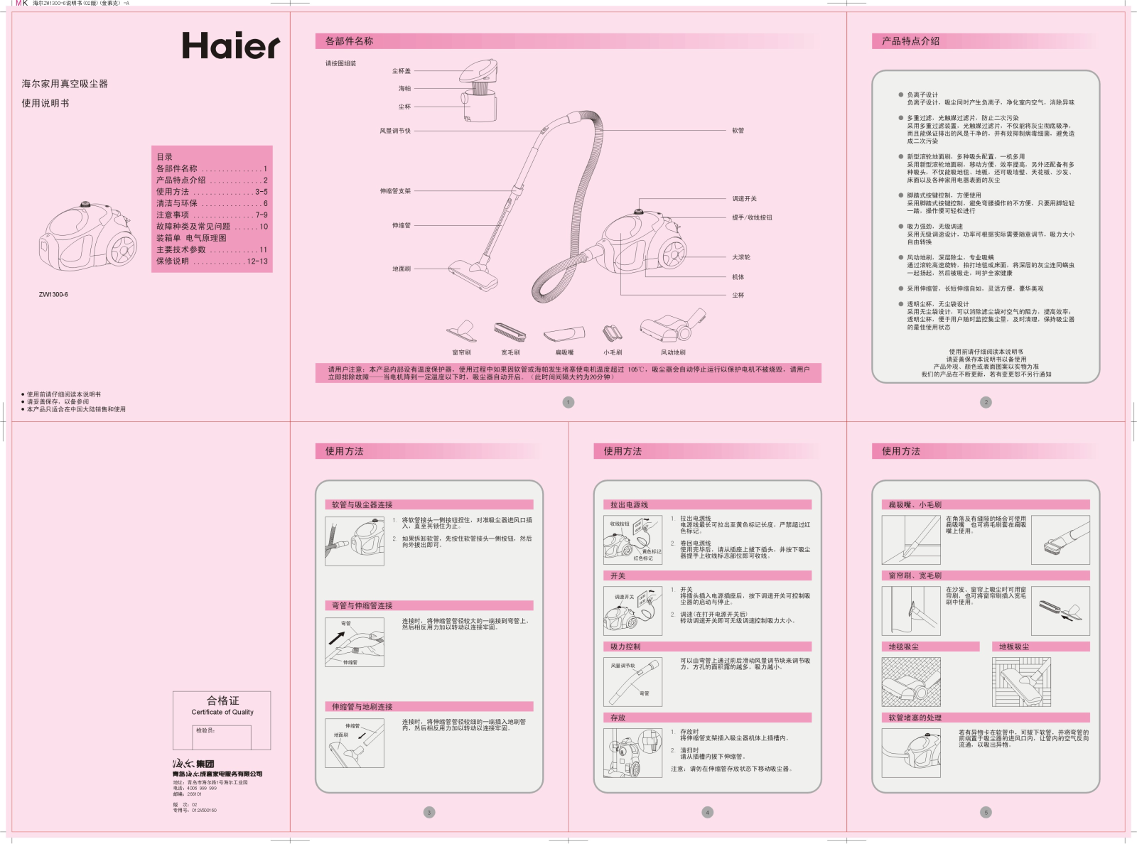 Haier ZW1300-6 User Manual