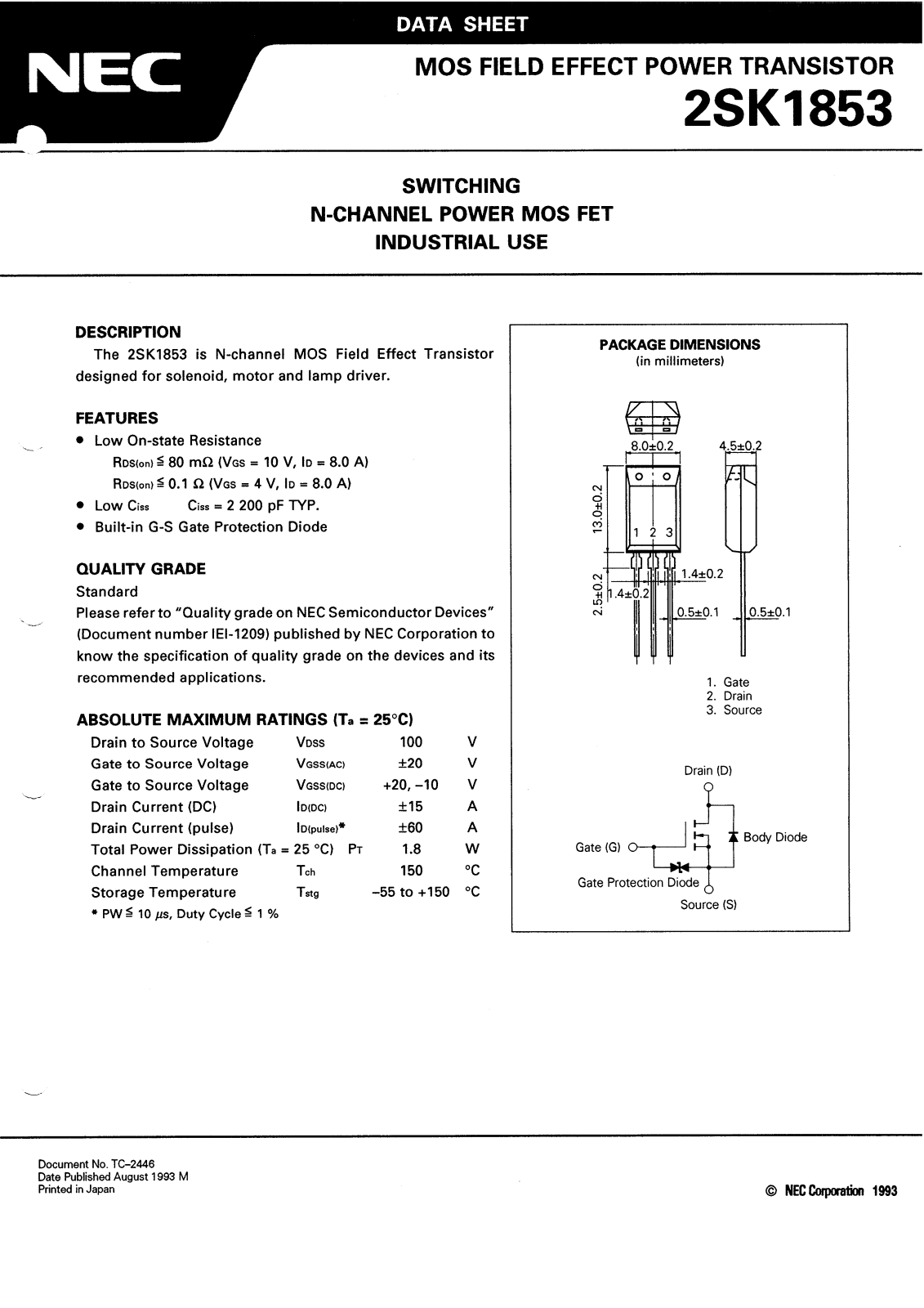 NEC 2SK1853 Datasheet