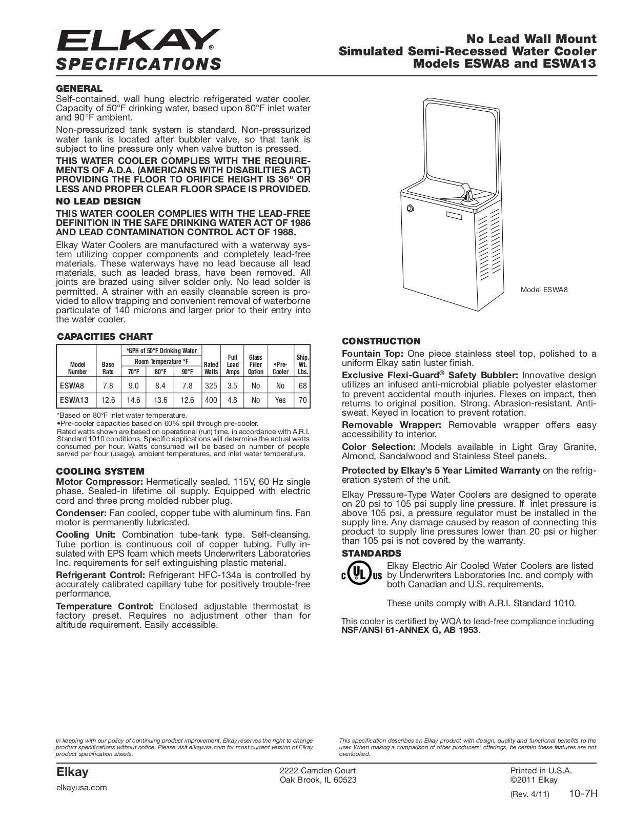 Elkay ESWA13 User Manual