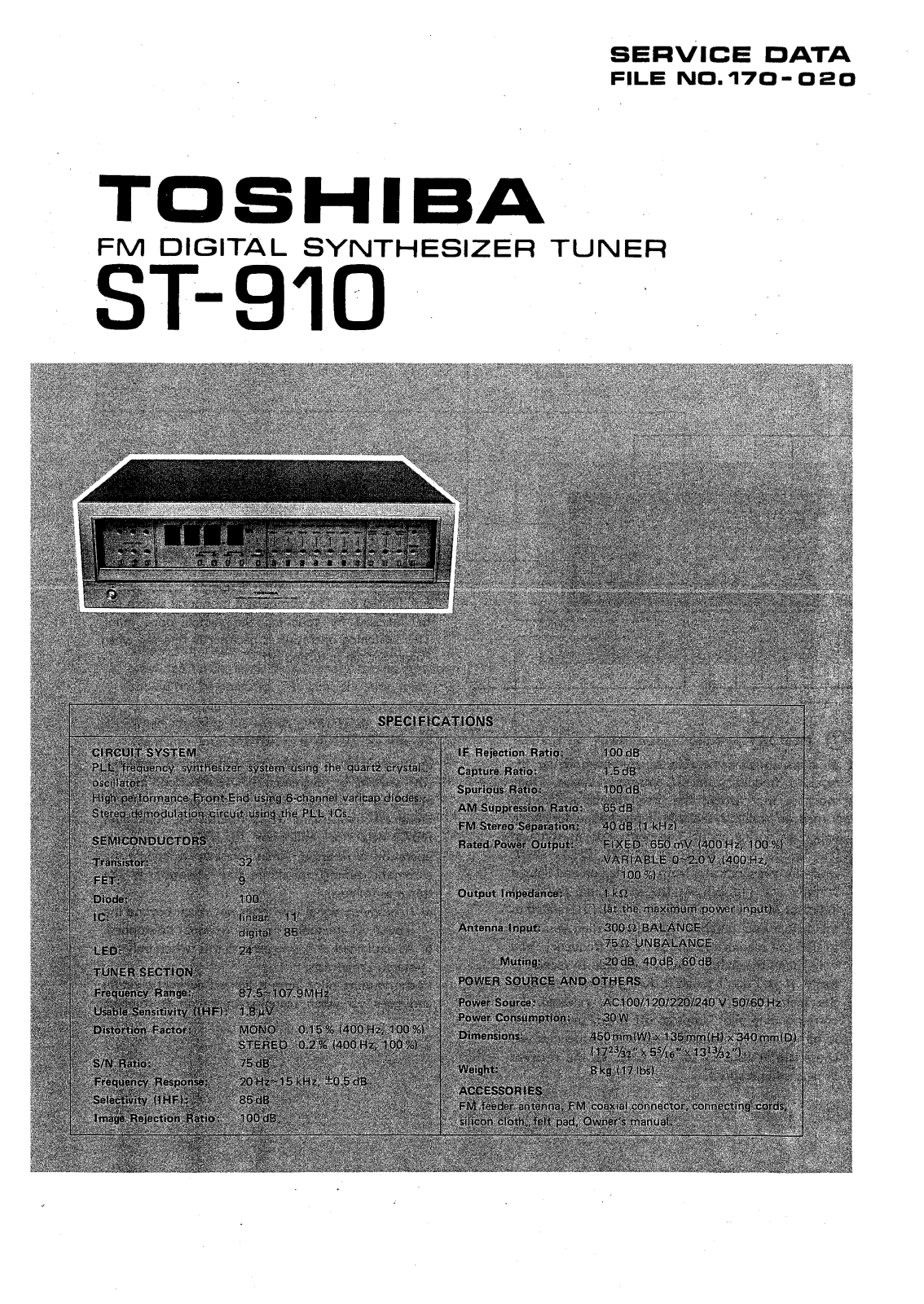 Toshiba ST-910 Service manual