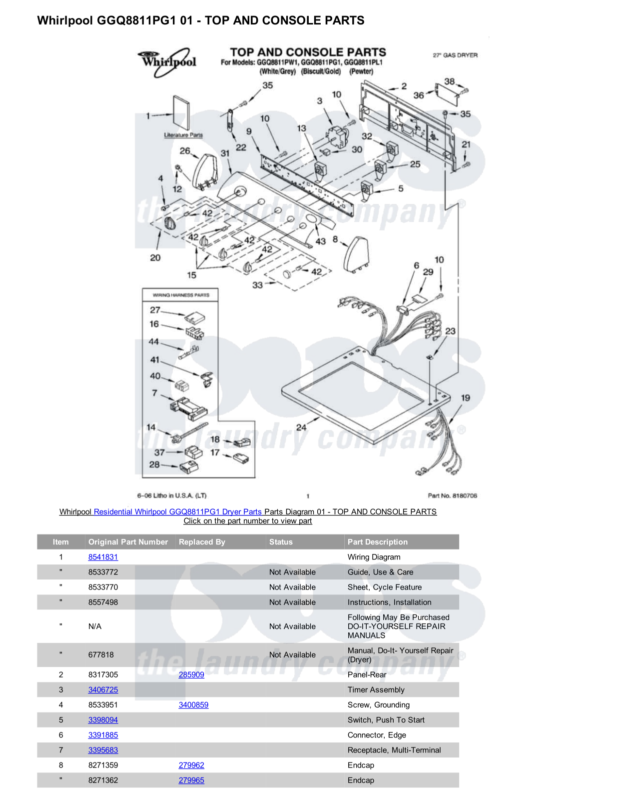 Whirlpool GGQ8811PG1 Parts Diagram
